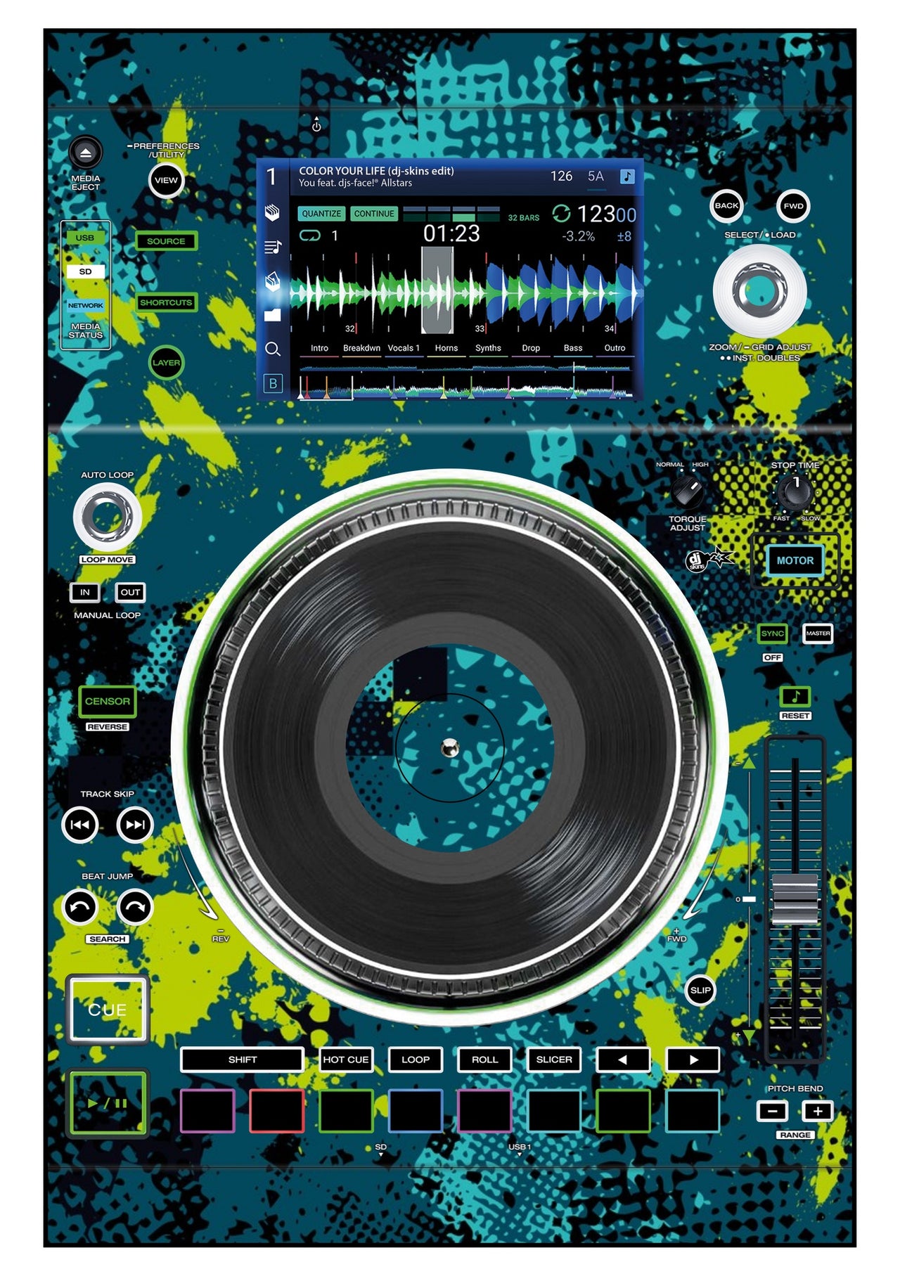 Denon DJ SC 5000 M Skin Conflict Green