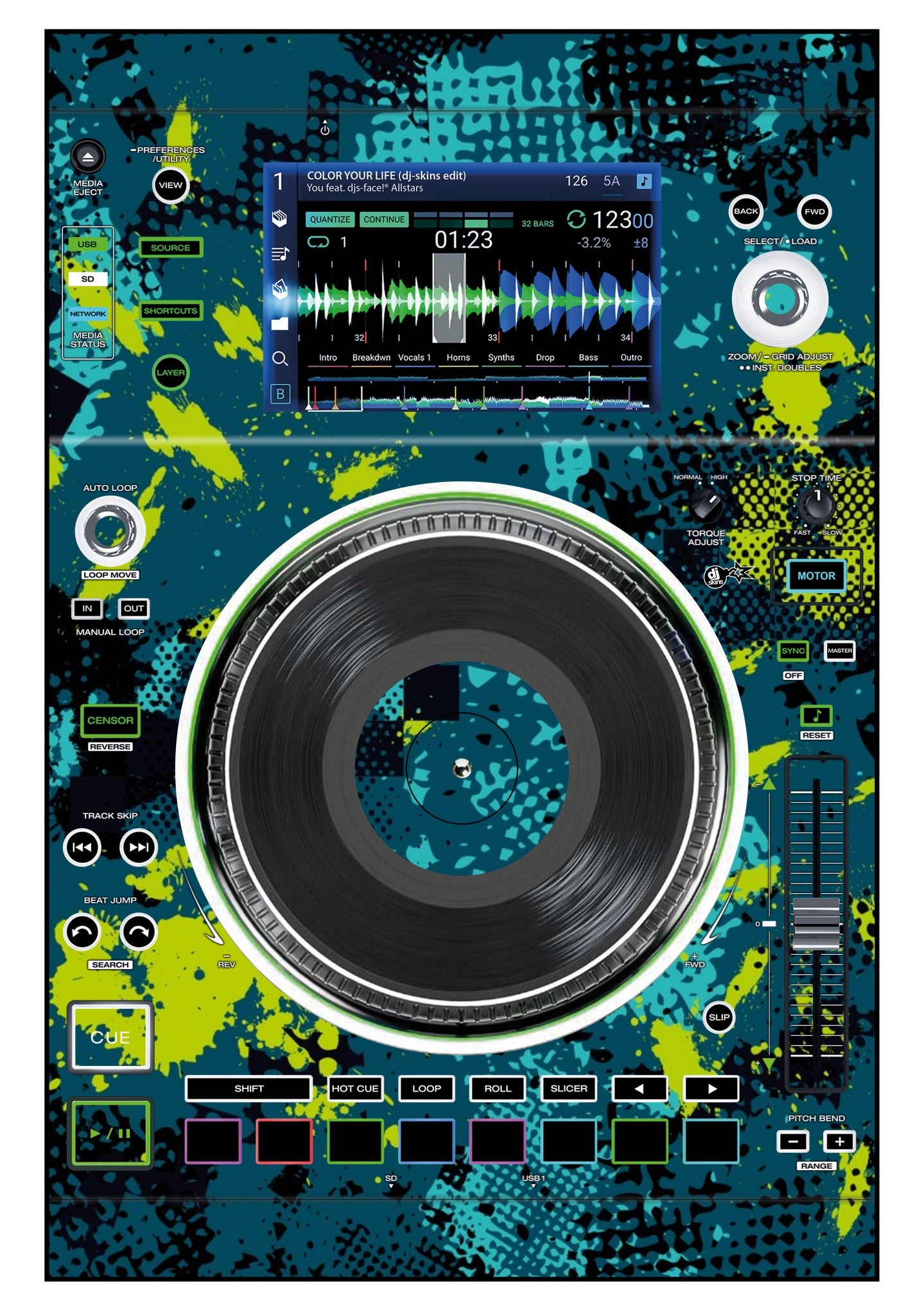 Denon DJ SC 5000 M Skin Conflict Green