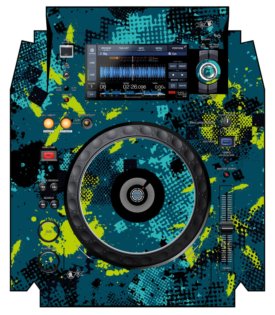 Pioneer DJ XDJ 1000 MK2 Skin Conflict Green