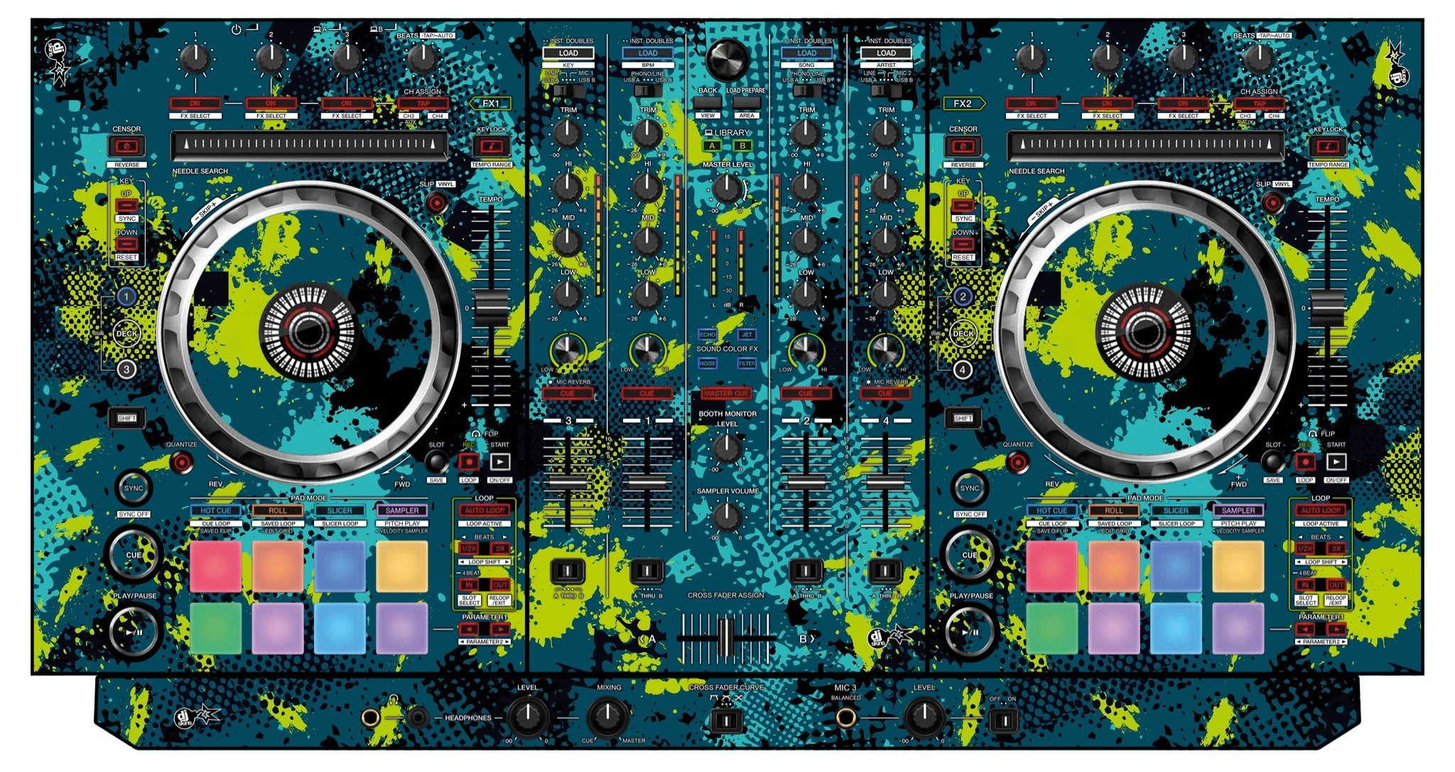 Pioneer DJ DDJ SX 3 Skin Conflict Green