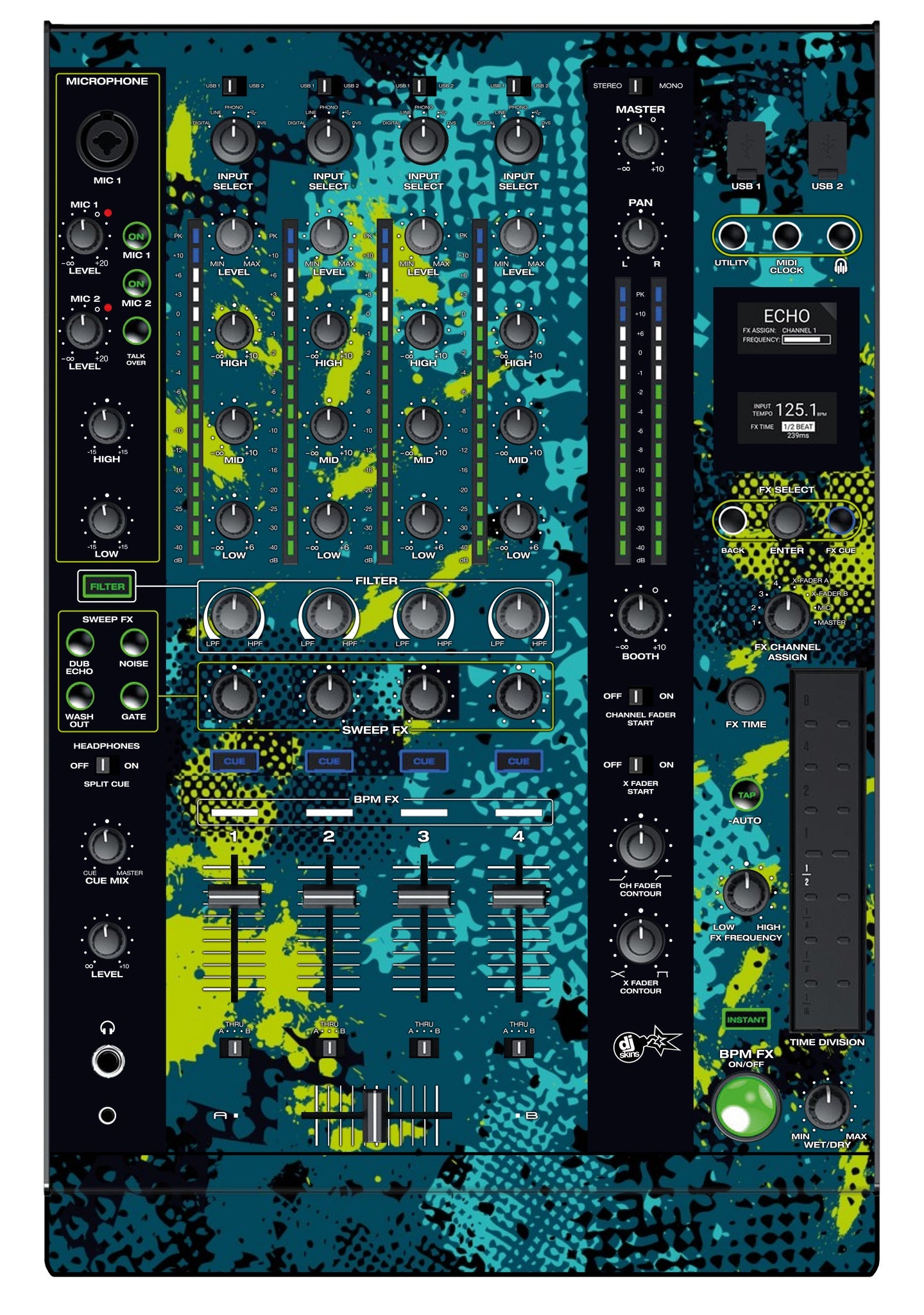 Denon DJ X 1800 Skin Conflict Green