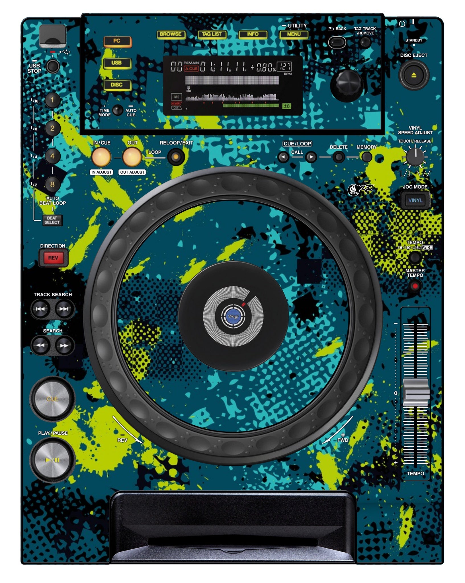 Pioneer DJ CDJ 850 Skin Conflict Green