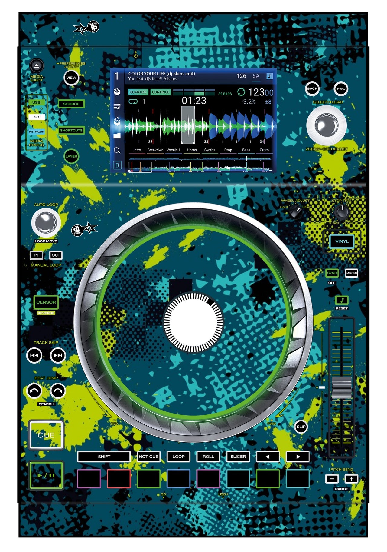 Denon DJ SC 5000 Skin Conflict Green