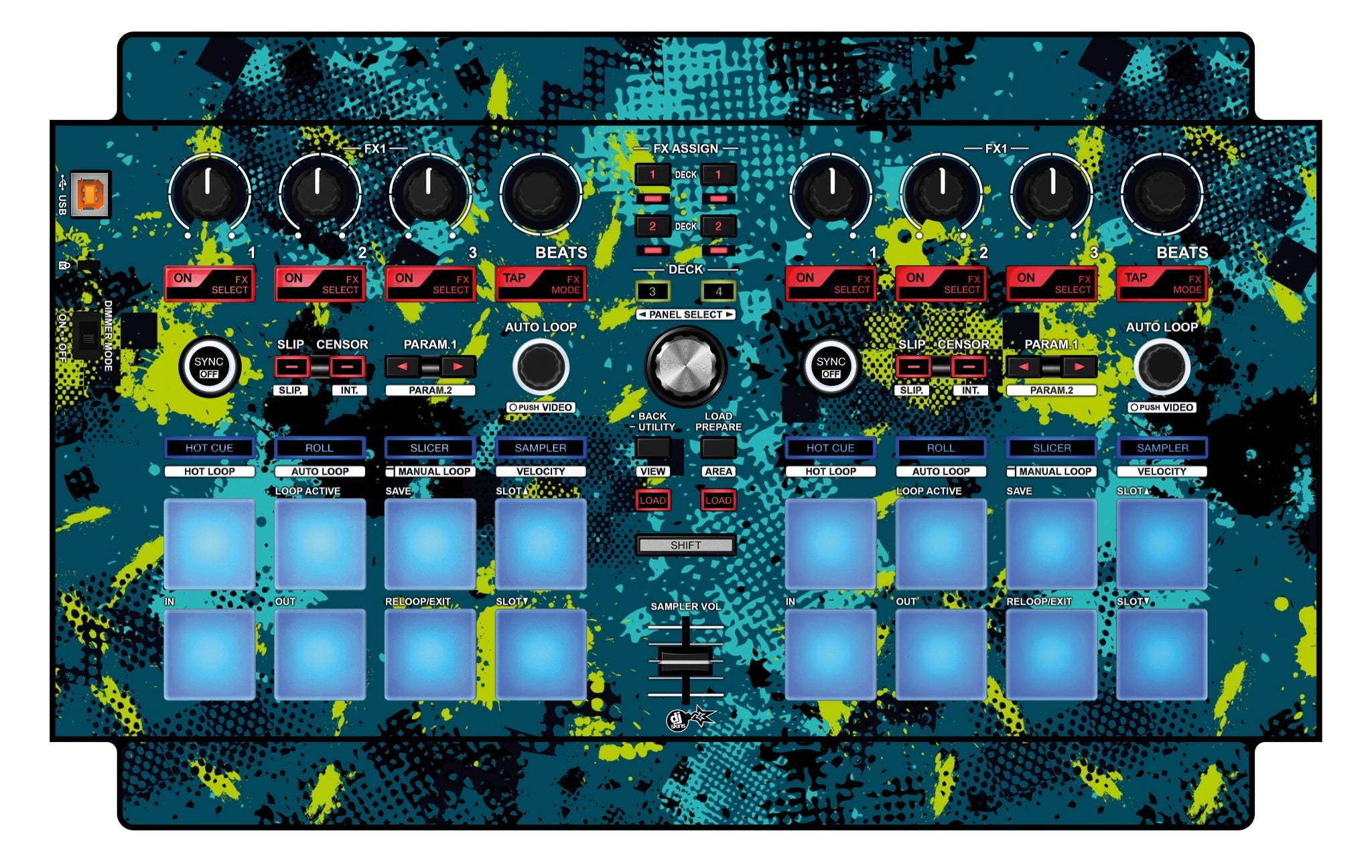 Pioneer DJ DDJ SP 1 Skin Conflict Green