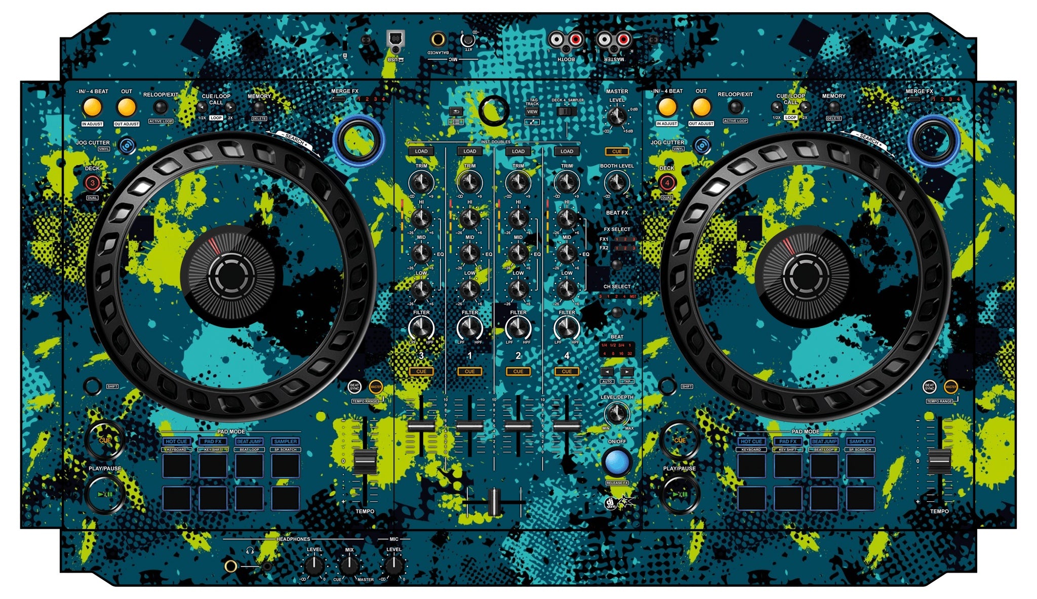 Pioneer DJ DDJ FLX6 Skin Conflict Green