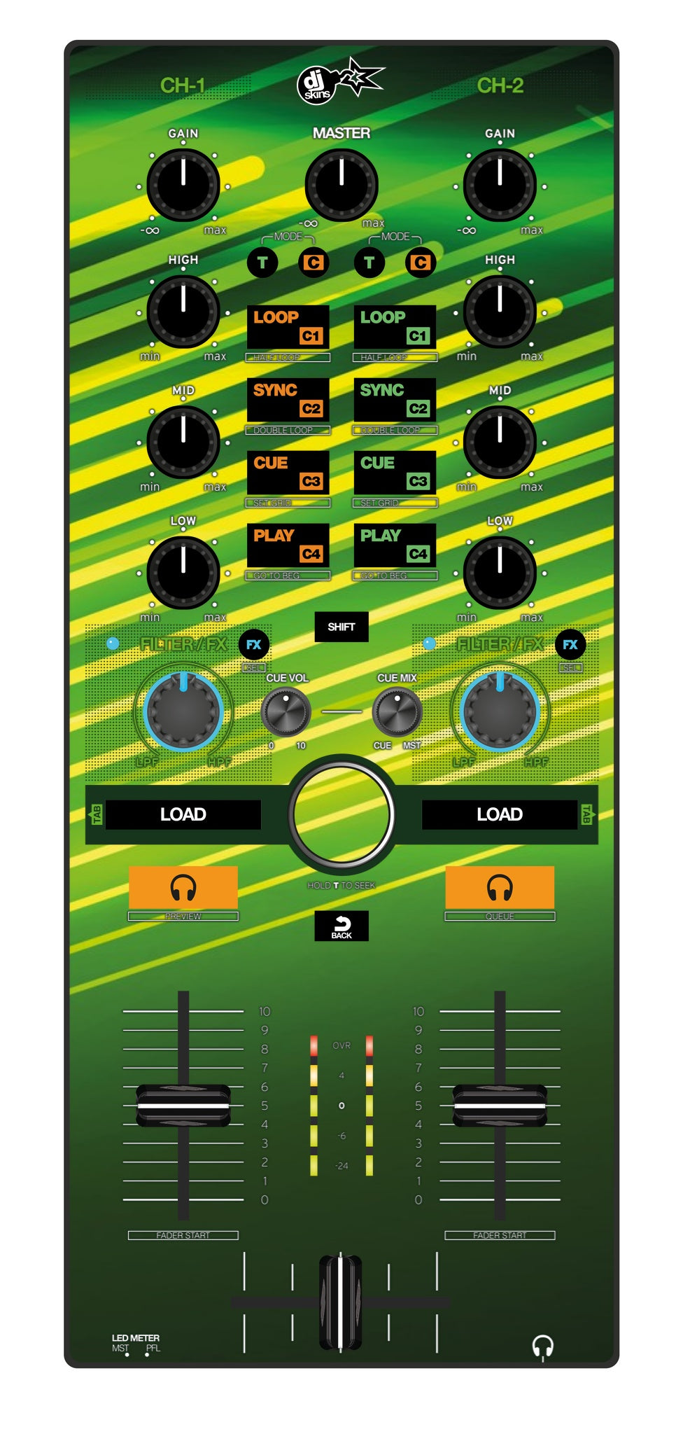 Reloop Mixtour Skin Green Lazer