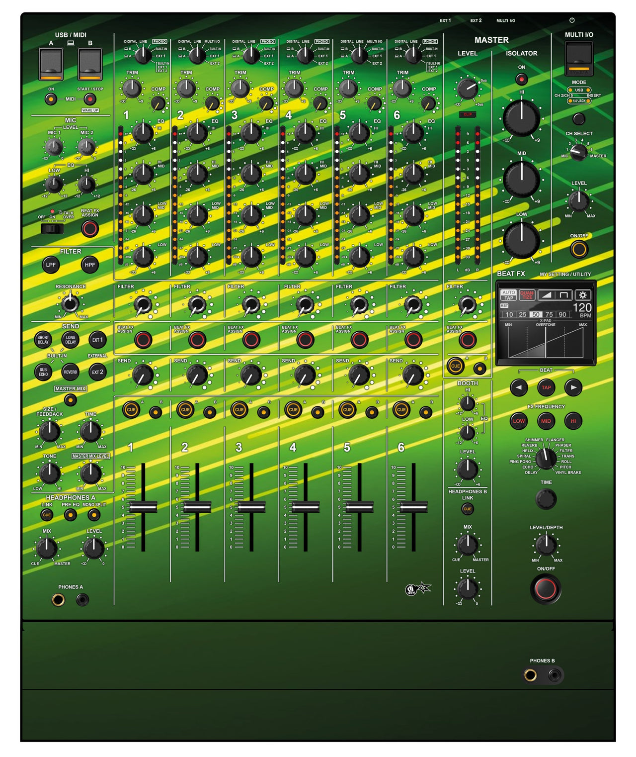 Pioneer DJ DJM V10 LF Skin Green Lazer