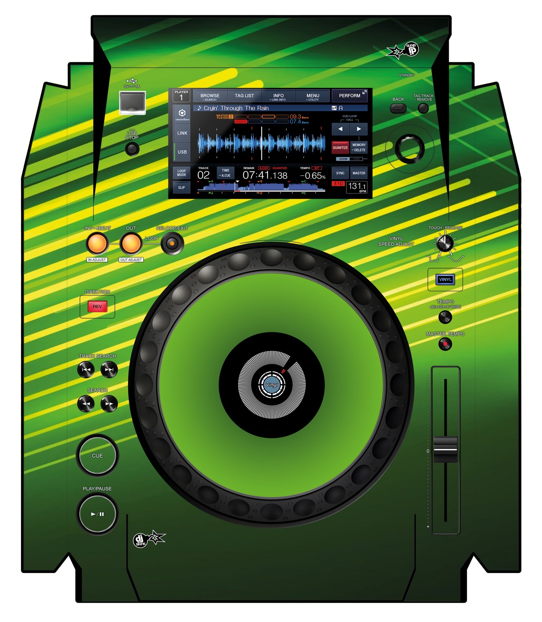 Pioneer DJ XDJ 1000 Skin Green Lazer