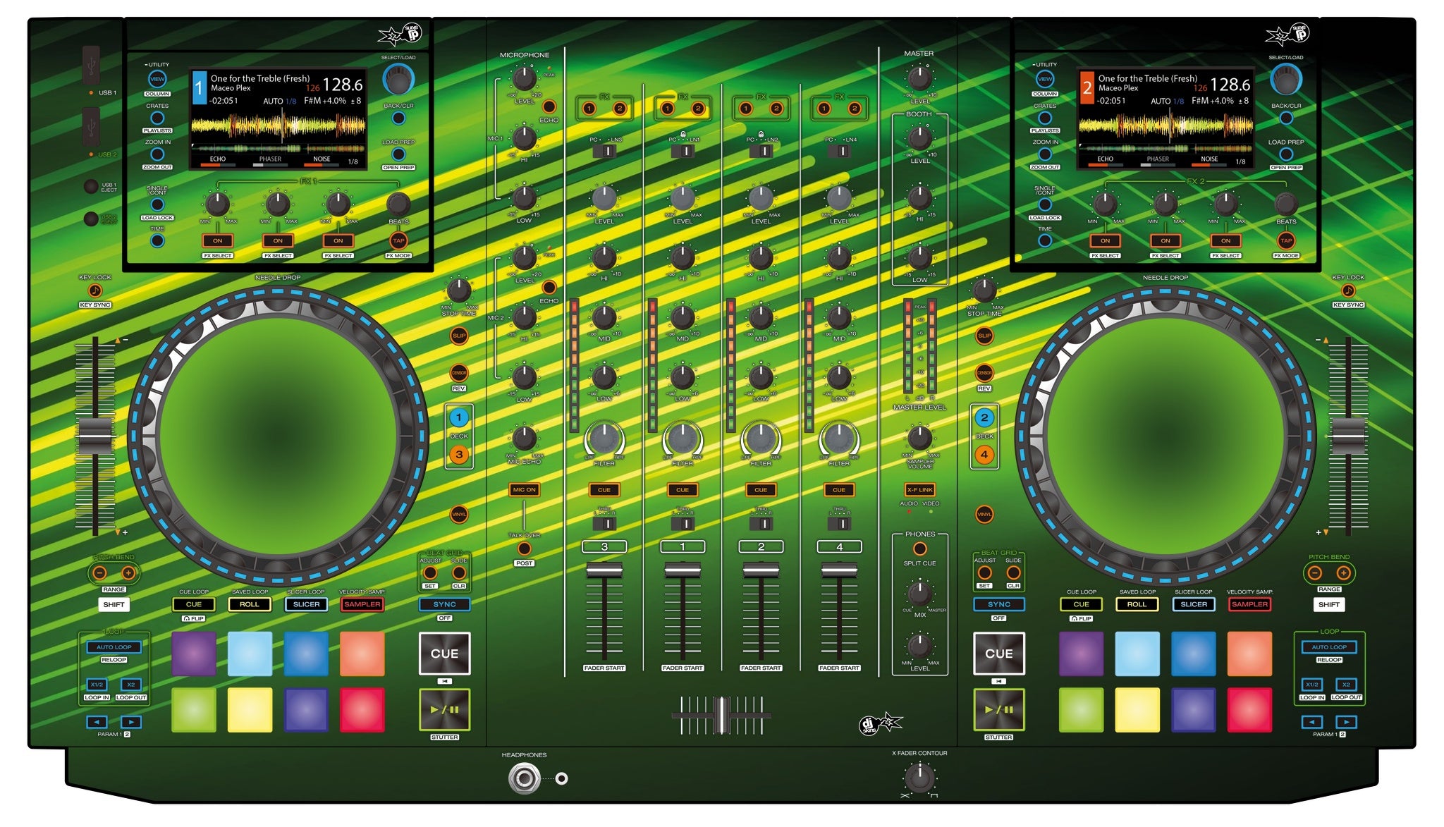 Denon DJ MCX 8000 Skin Green Lazer