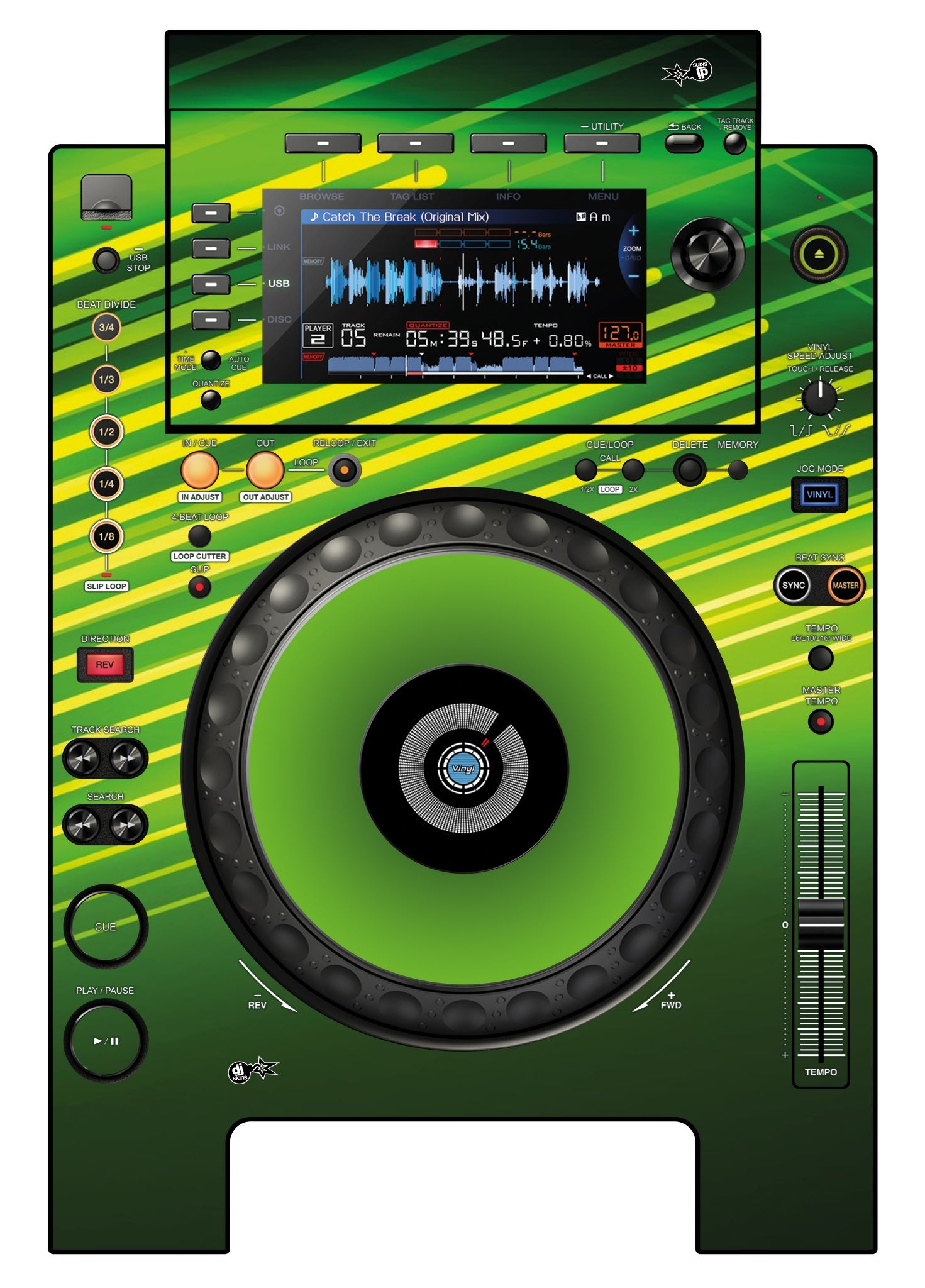 Pioneer DJ CDJ 900 NEXUS Skin Green Lazer