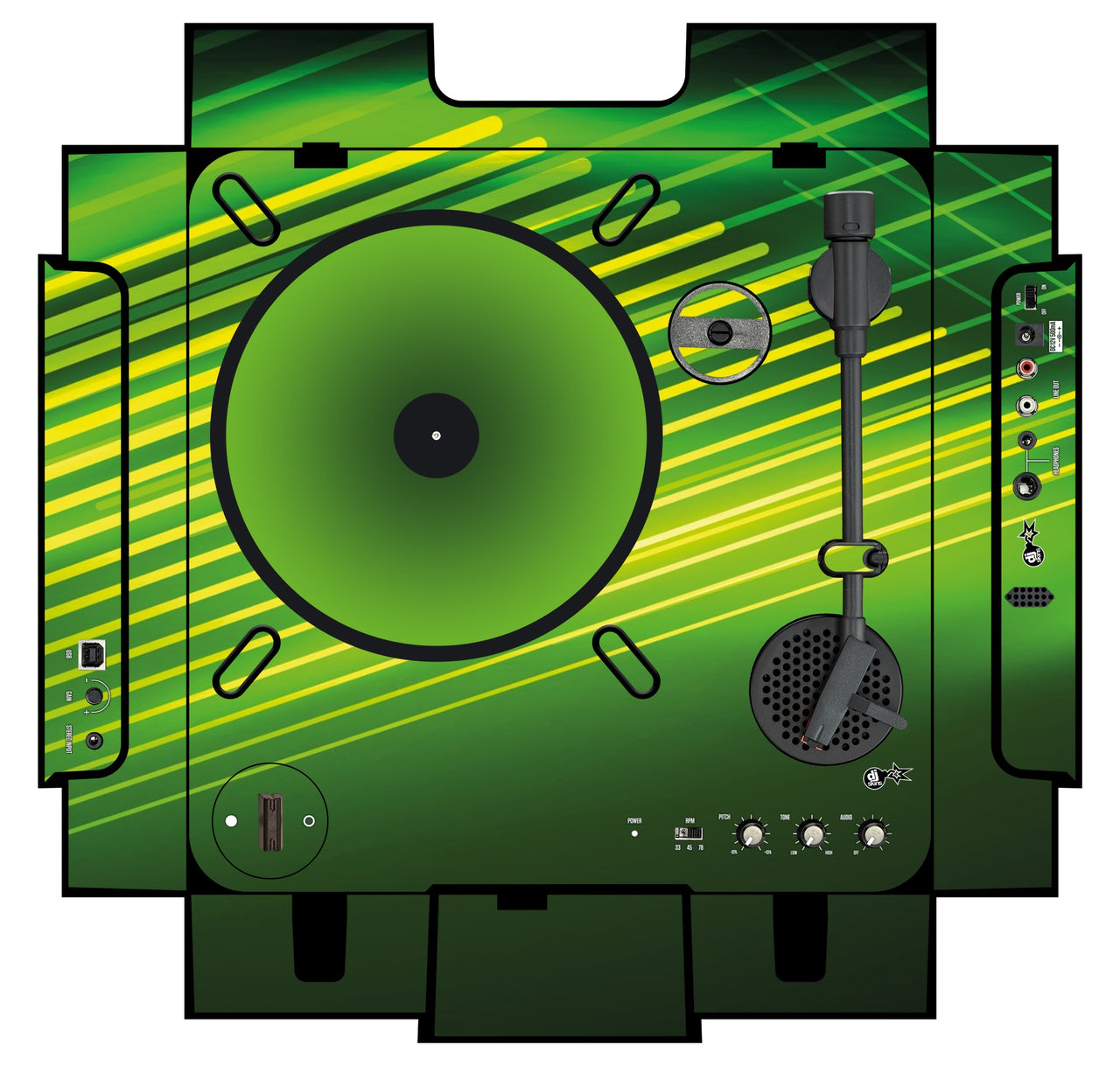 Numark PT 01 incl. Sides Skin Green Lazer