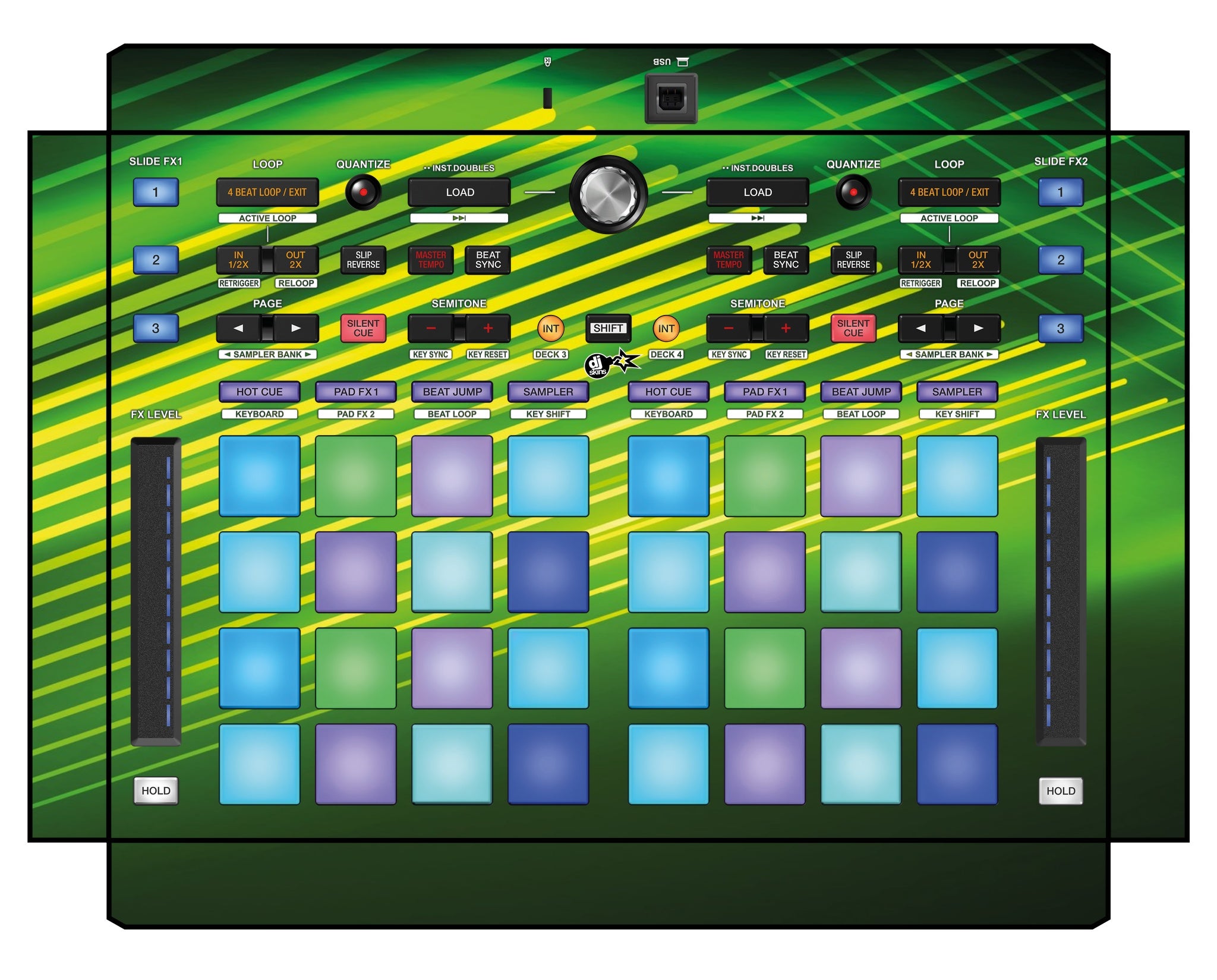 Pioneer DJ DDJ XP 1 Skin Green Lazer