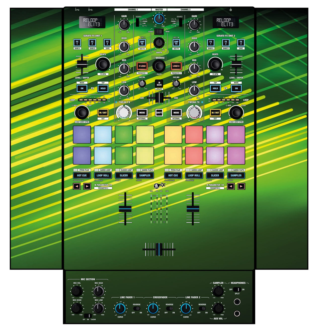 Reloop Elite Skin Green Lazer
