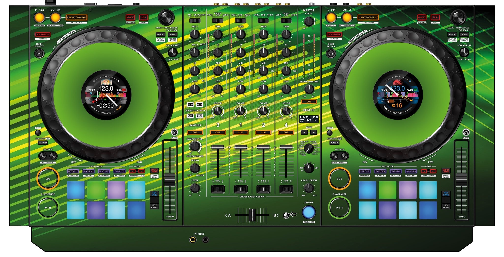 Pioneer DJ DDJ 1000 Skin Green Lazer