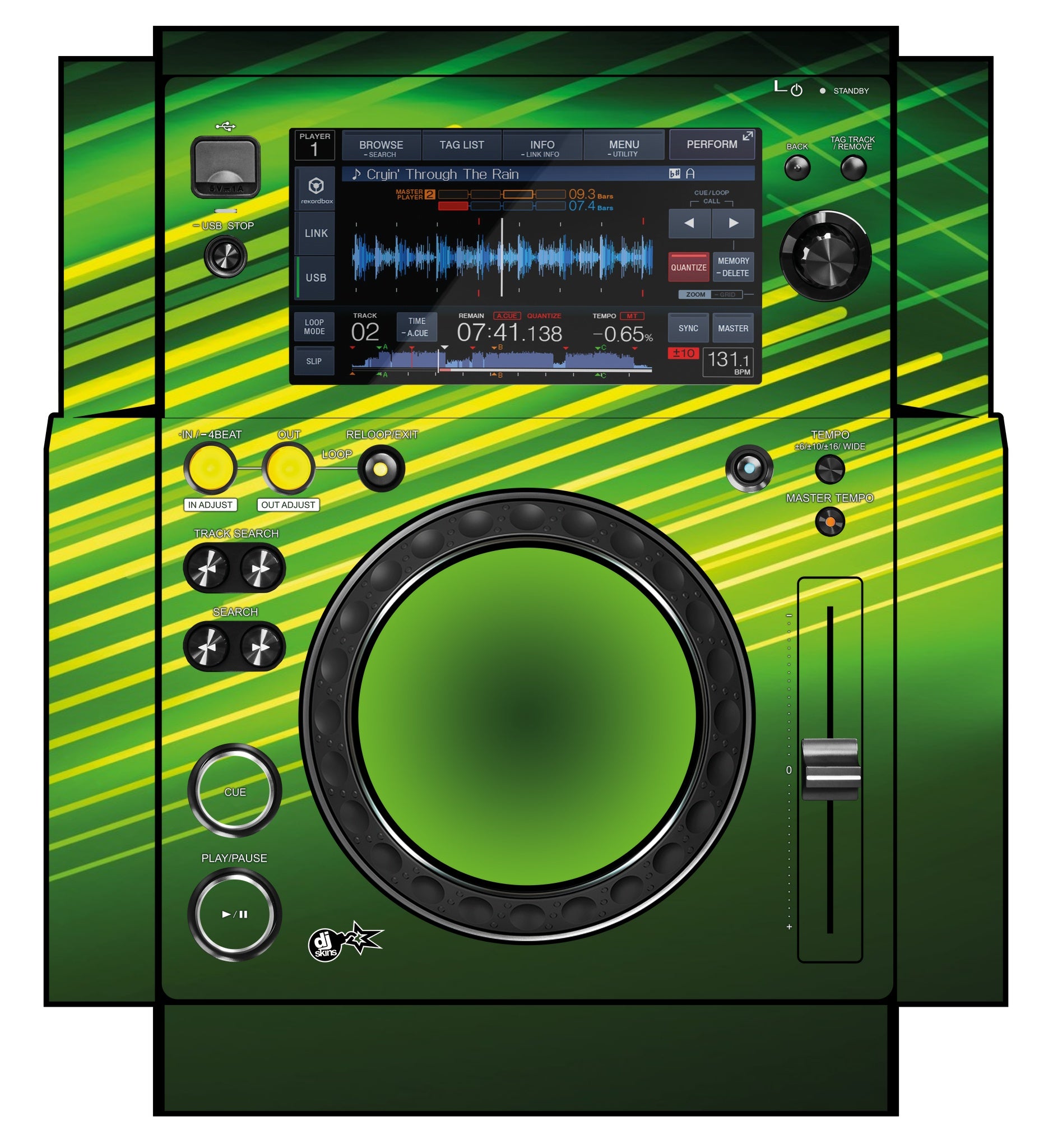 Pioneer DJ XDJ 700 Skin Green Lazer