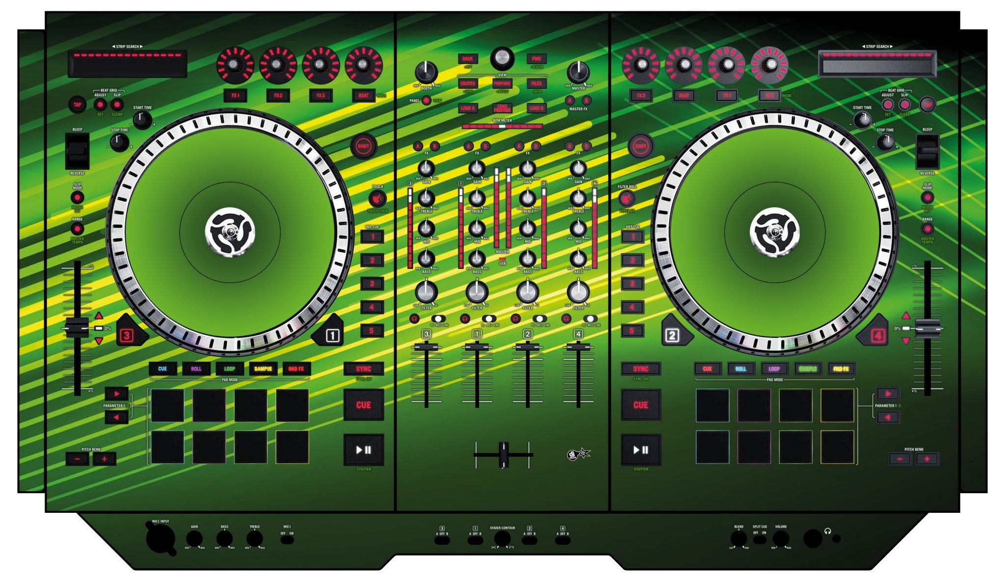 Numark NS 7 II Skin Green Lazer