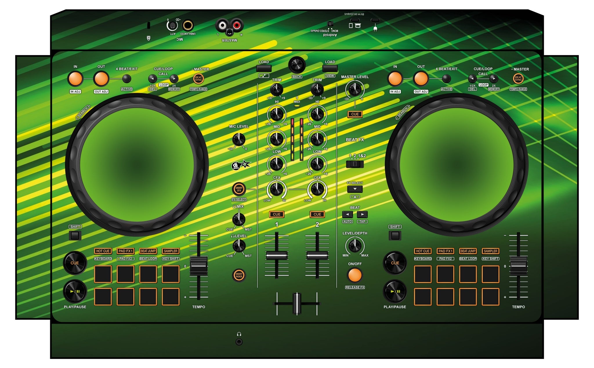 Pioneer DJ DDJ FLX 4 Skin Green Lazer