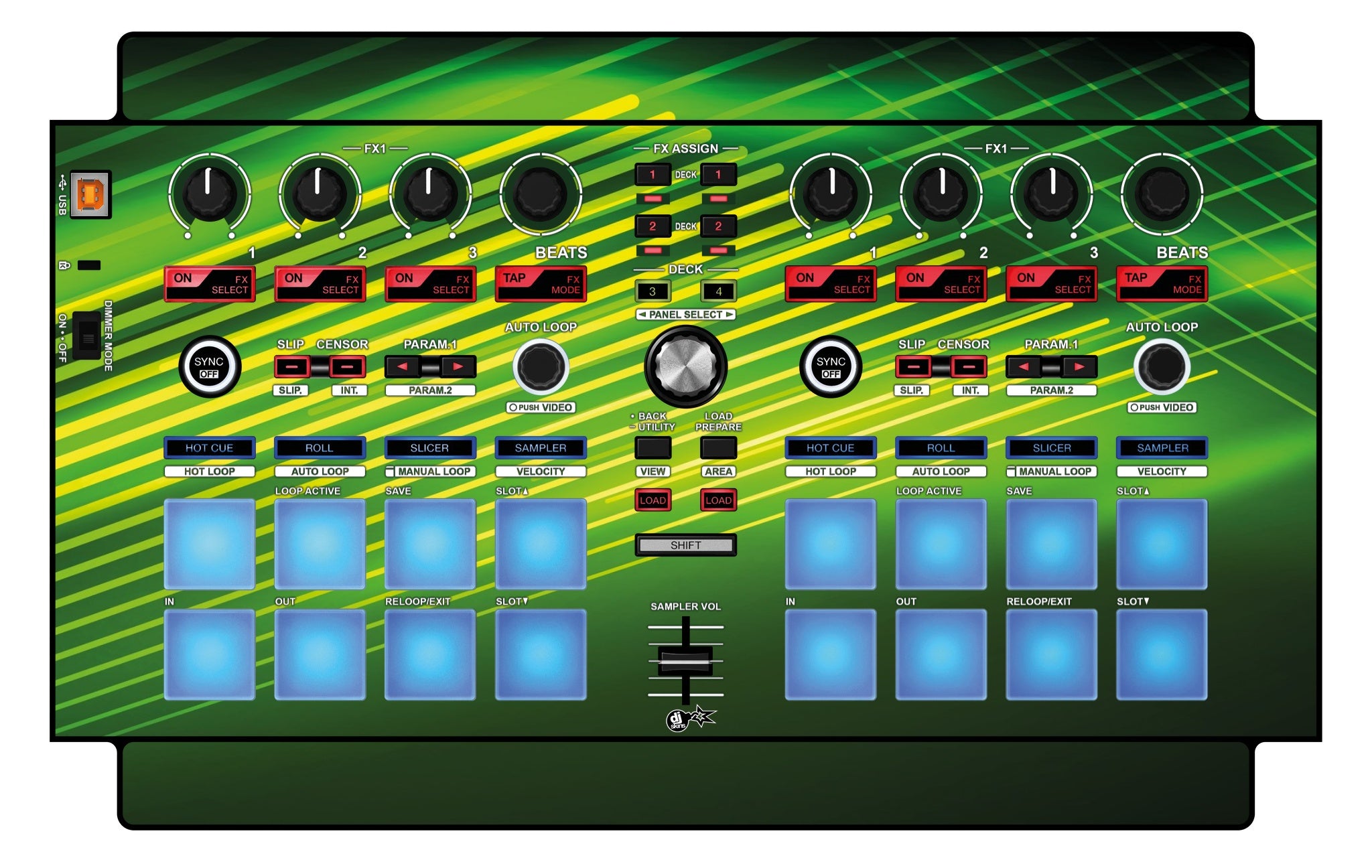 Pioneer DJ DDJ SP 1 Skin Green Lazer