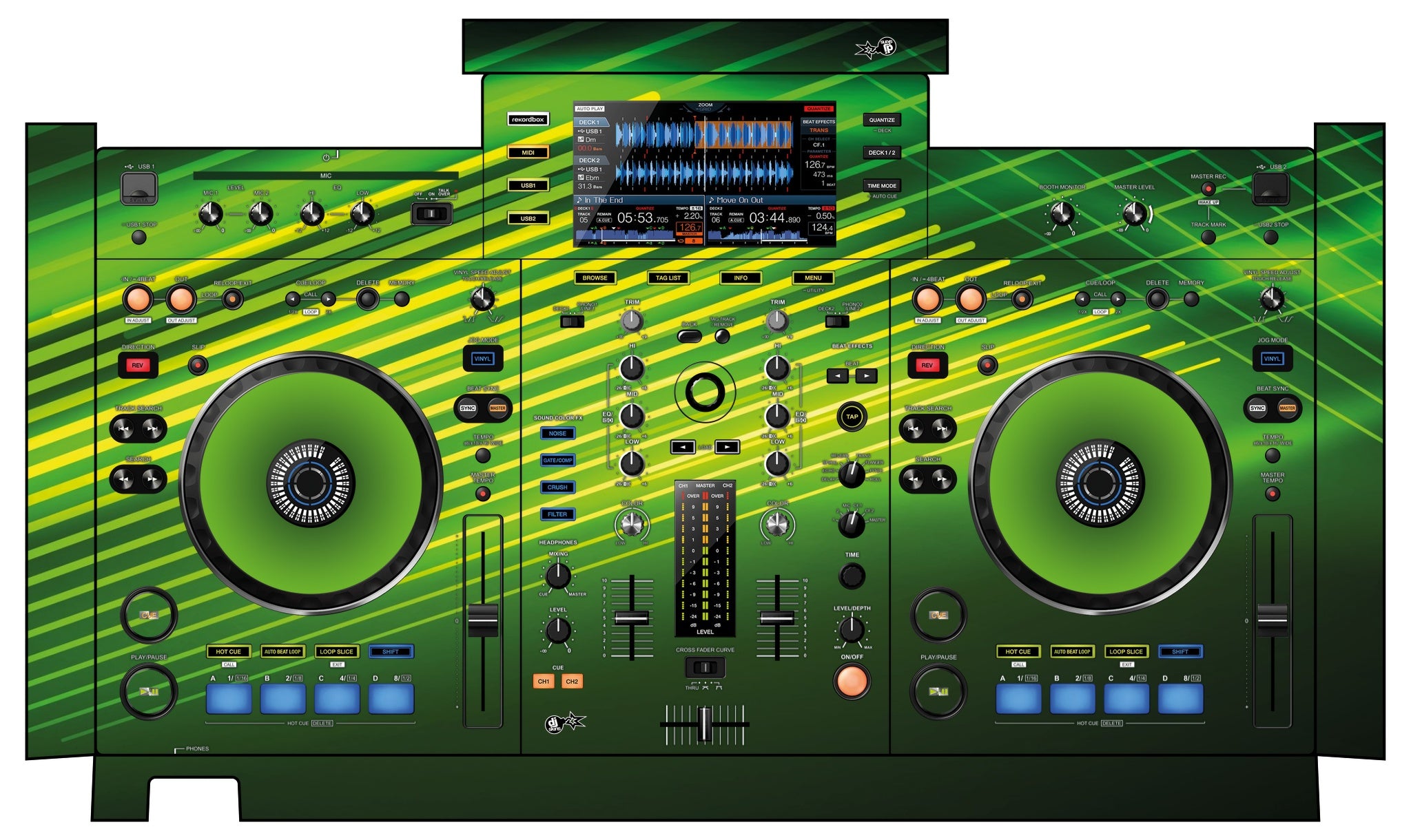 Pioneer DJ XDJ RX Skin Green Lazer