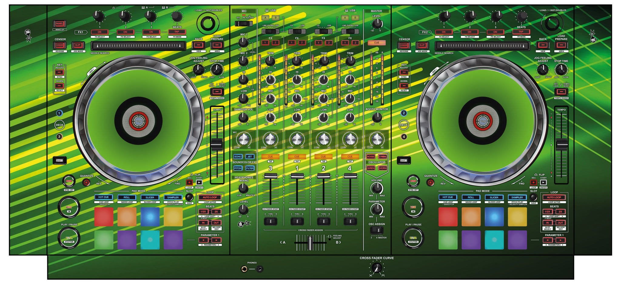 Pioneer DJ DDJ SZ 2 Skin Green Lazer