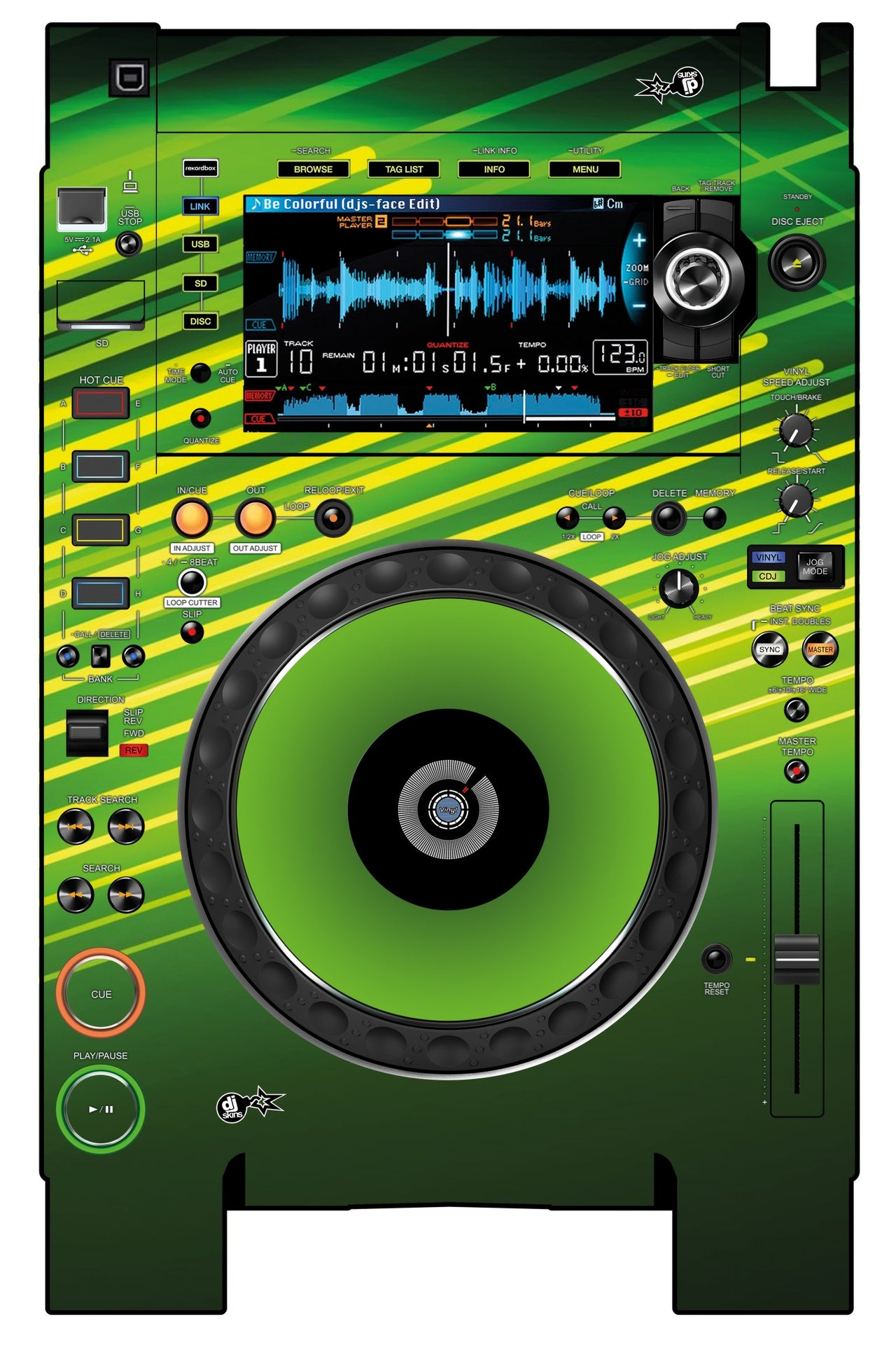 Pioneer DJ CDJ 2000 NEXUS 2 Skin Green Lazer