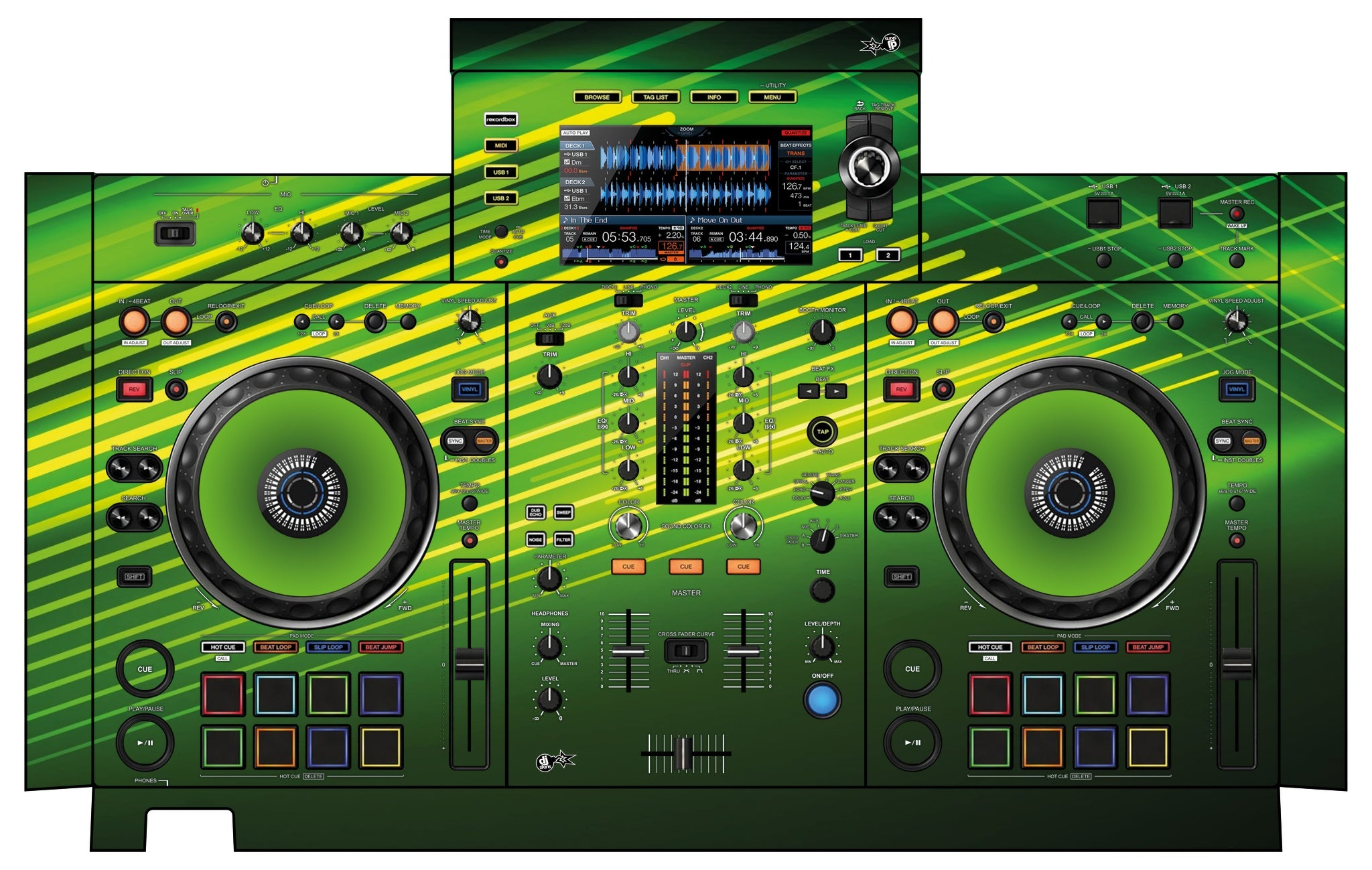 Pioneer DJ XDJ RX 2 Skin Green Lazer