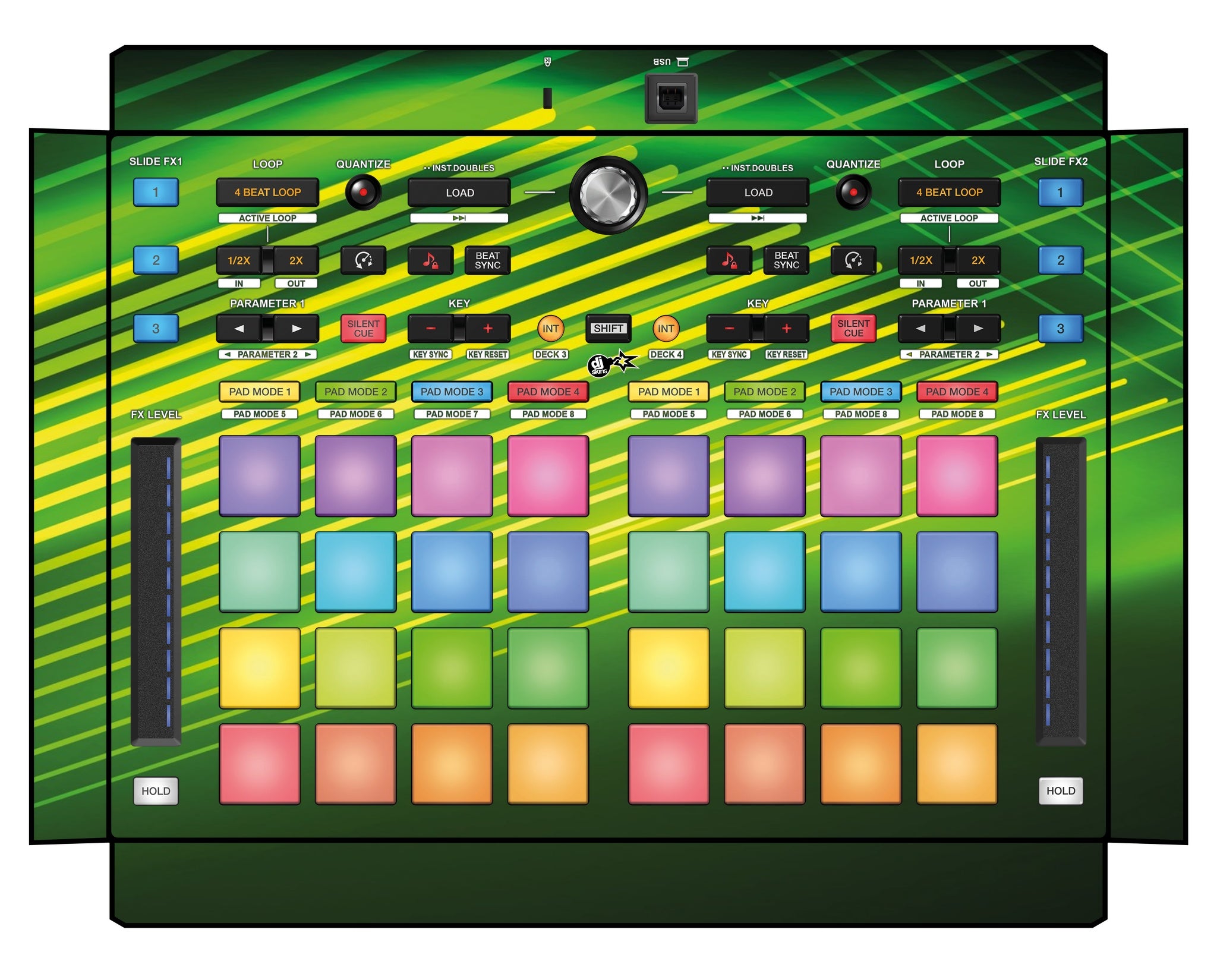 Pioneer DJ DDJ XP 2 Skin Green Lazer