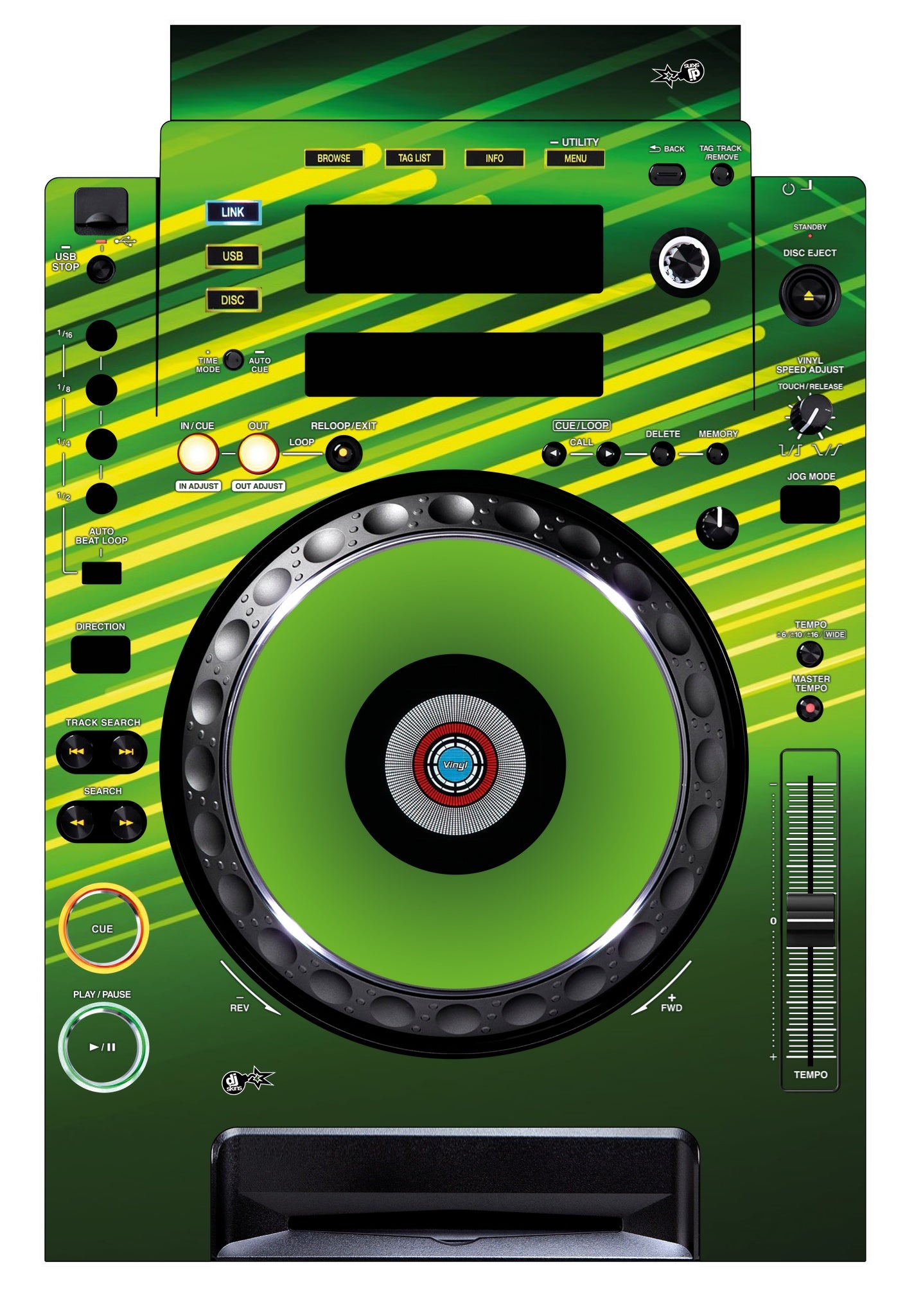 Pioneer DJ CDJ 900 Skin Green Lazer