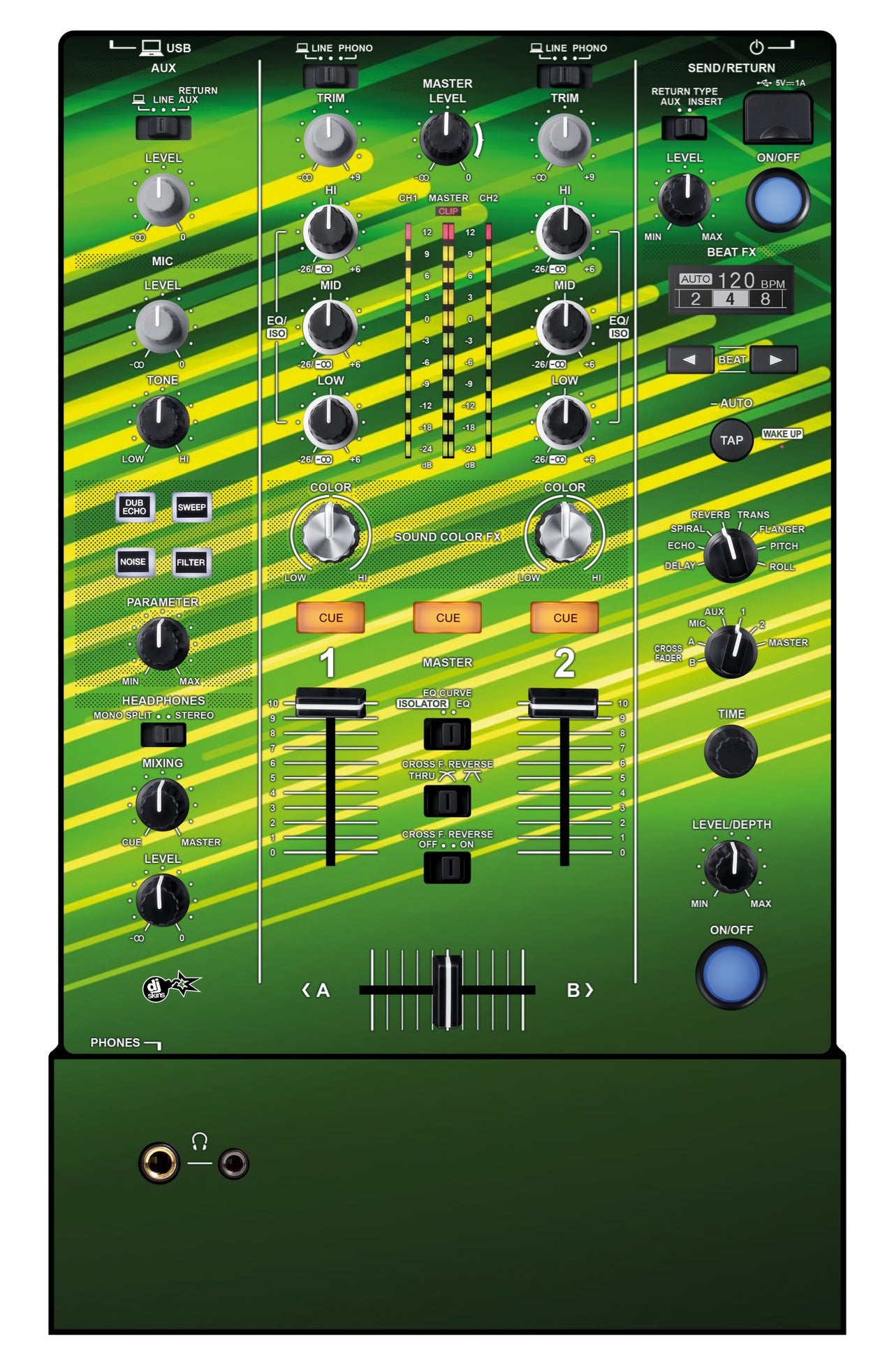 Pioneer DJ DJM 450 Skin Green Lazer