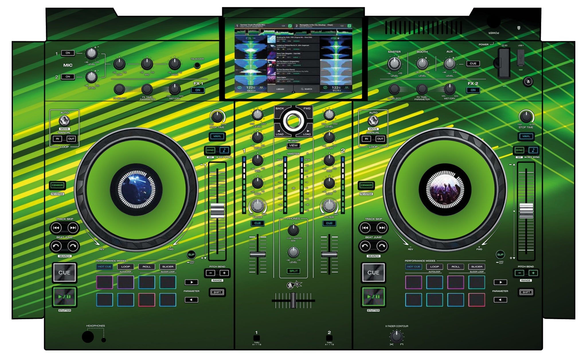 Denon DJ PRIME 2 Skin Green Lazer