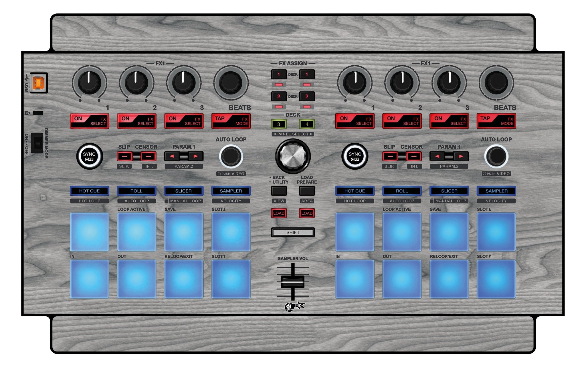 Pioneer DJ DDJ SP 1 Skin Wood Grey