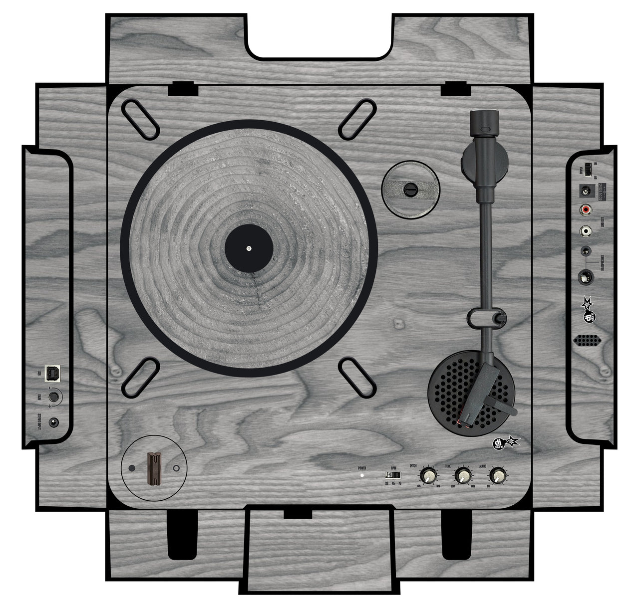 Numark PT 01 incl. Sides Skin Wood Grey
