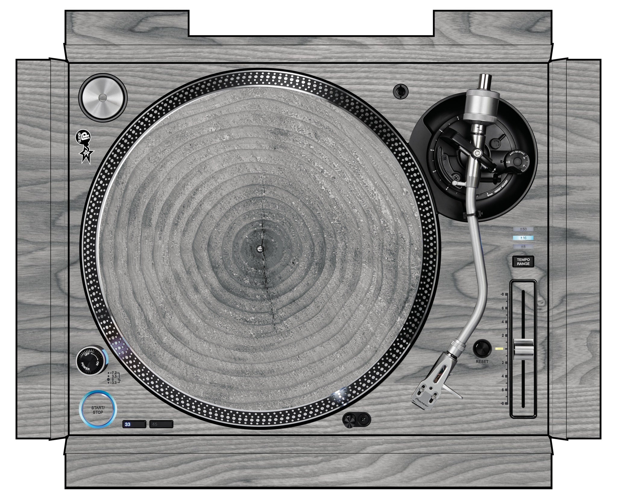 Pioneer DJ PLX 1000 Skin Wood Grey