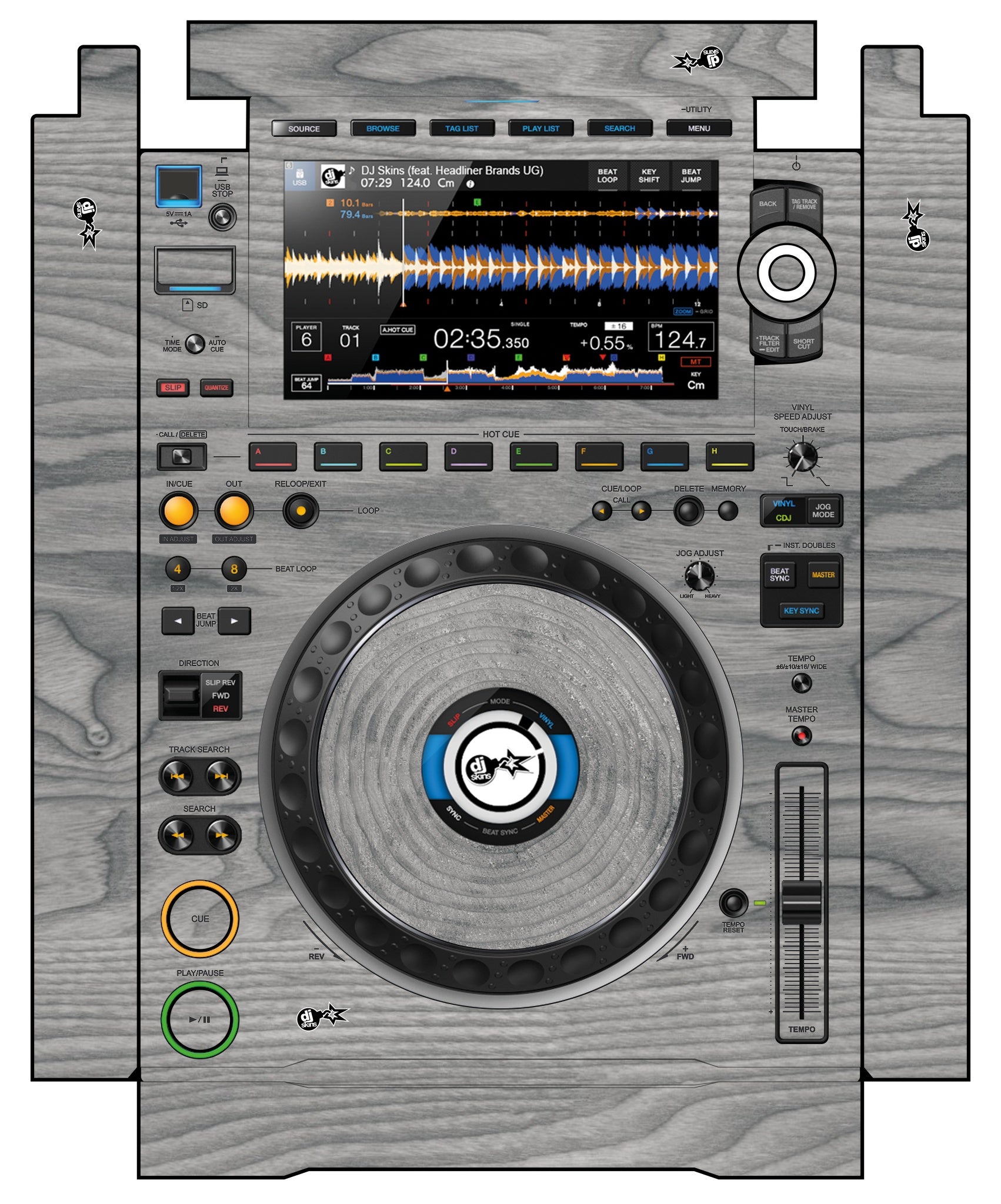 Pioneer DJ CDJ 3000 incl. SIDES Skin Wood Grey