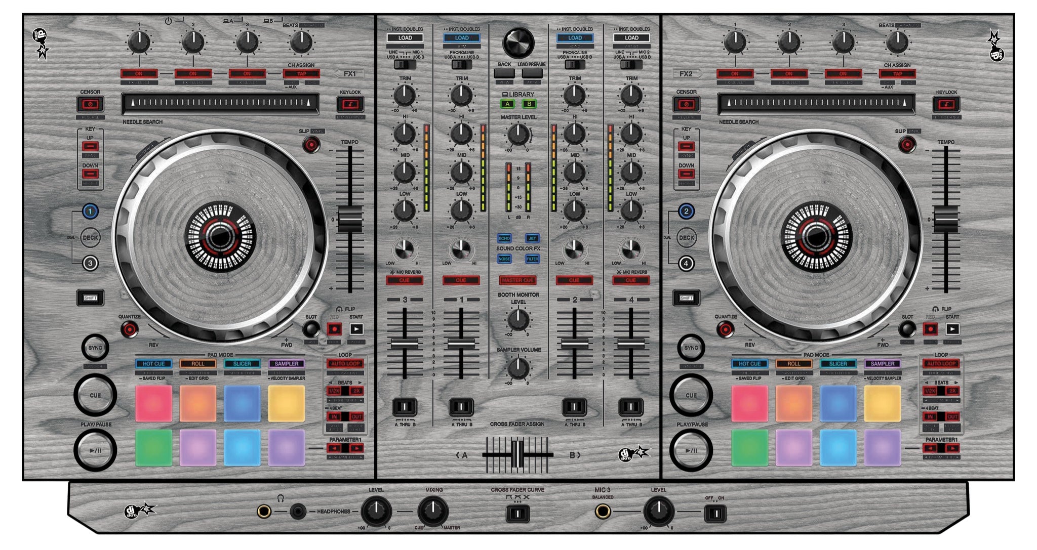 Pioneer DJ DDJ SX 3 Skin Wood Grey