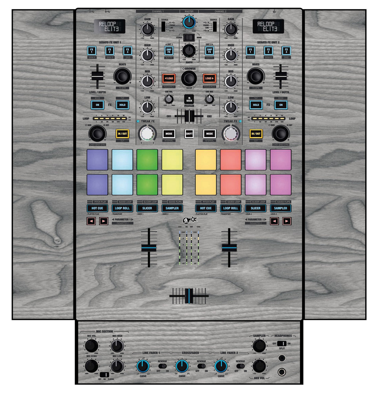 Reloop Elite Skin Wood Grey