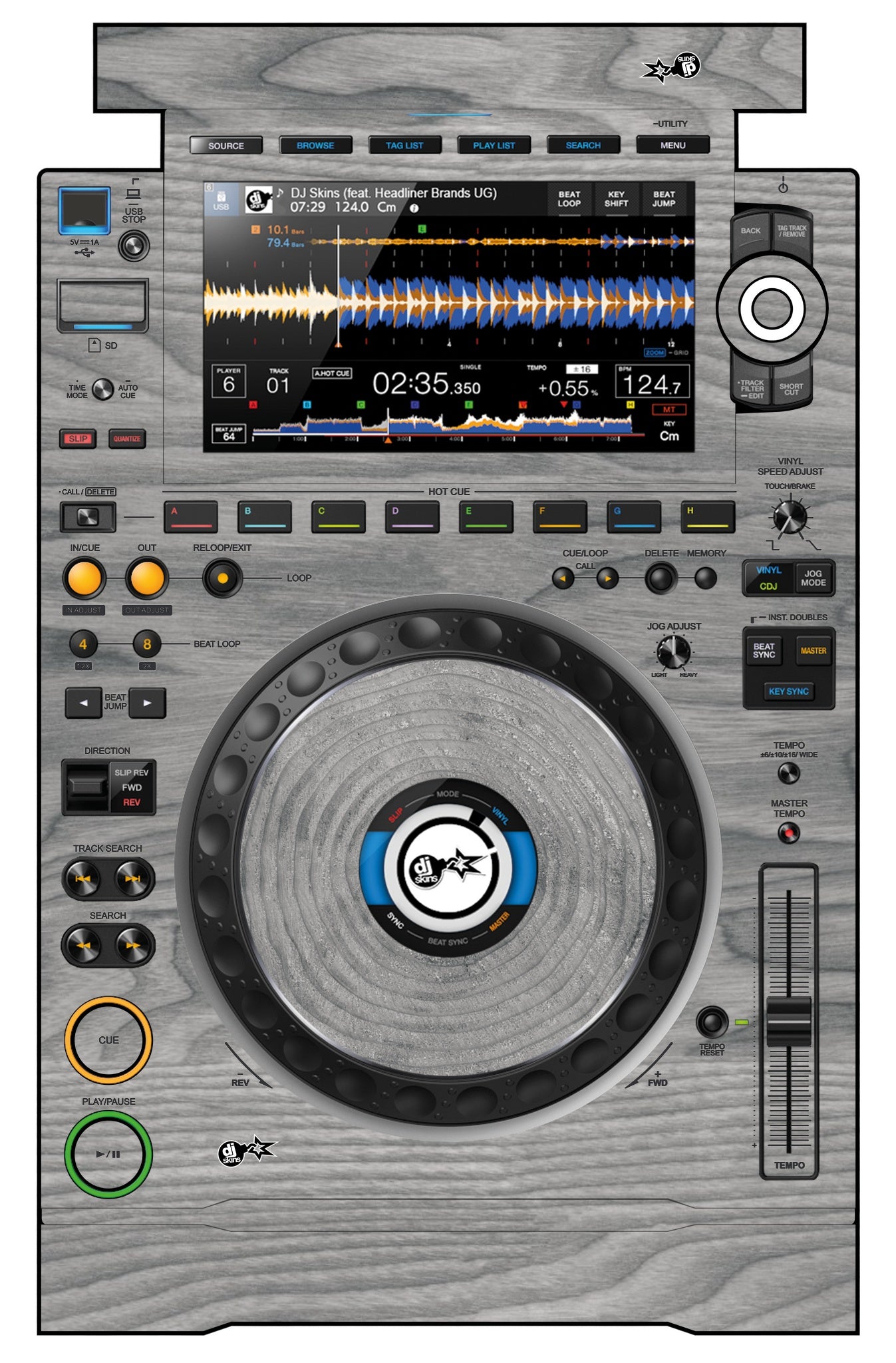 Pioneer DJ CDJ 3000 Skin Wood Grey