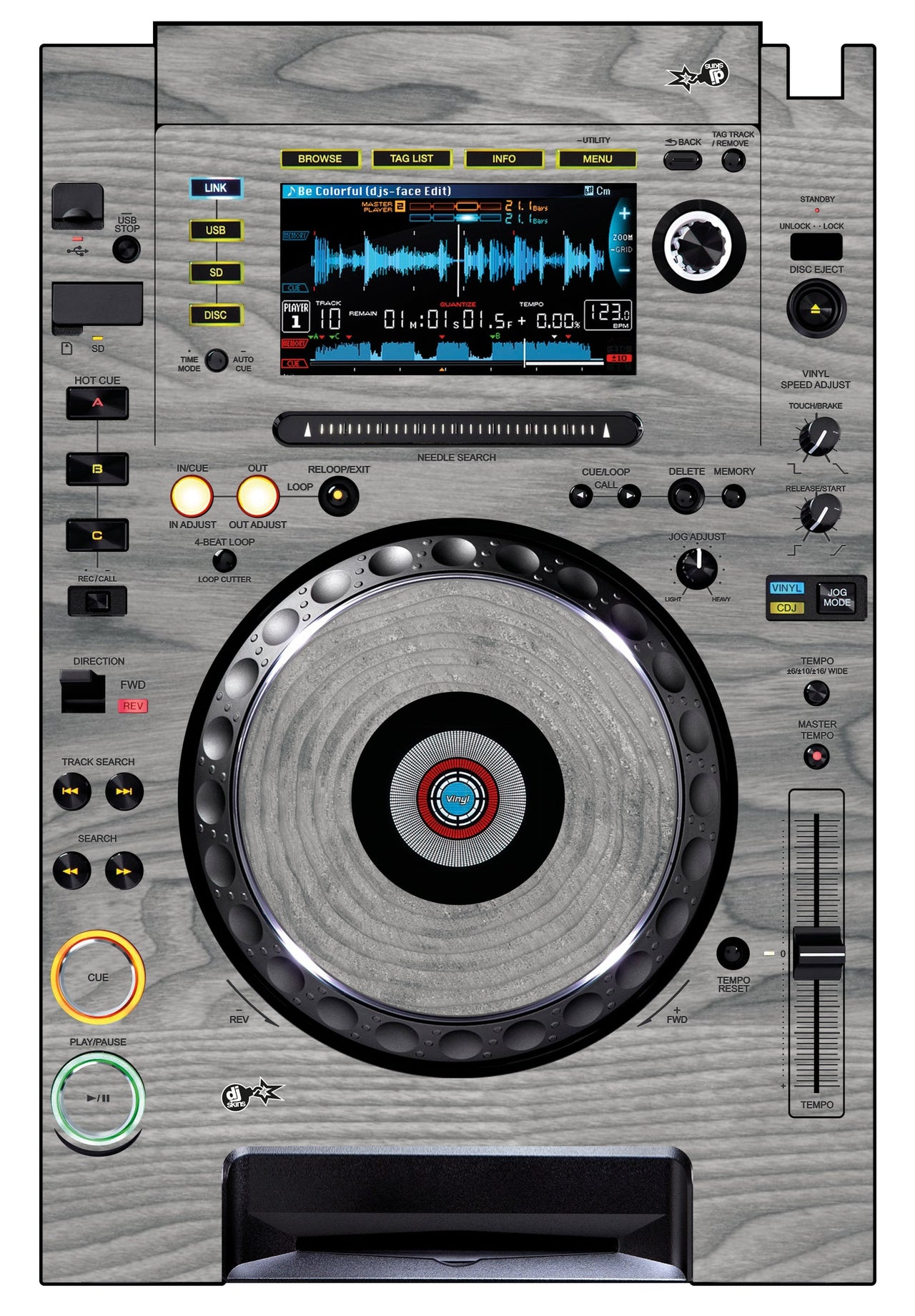 Pioneer DJ CDJ 2000 Skin Wood Grey