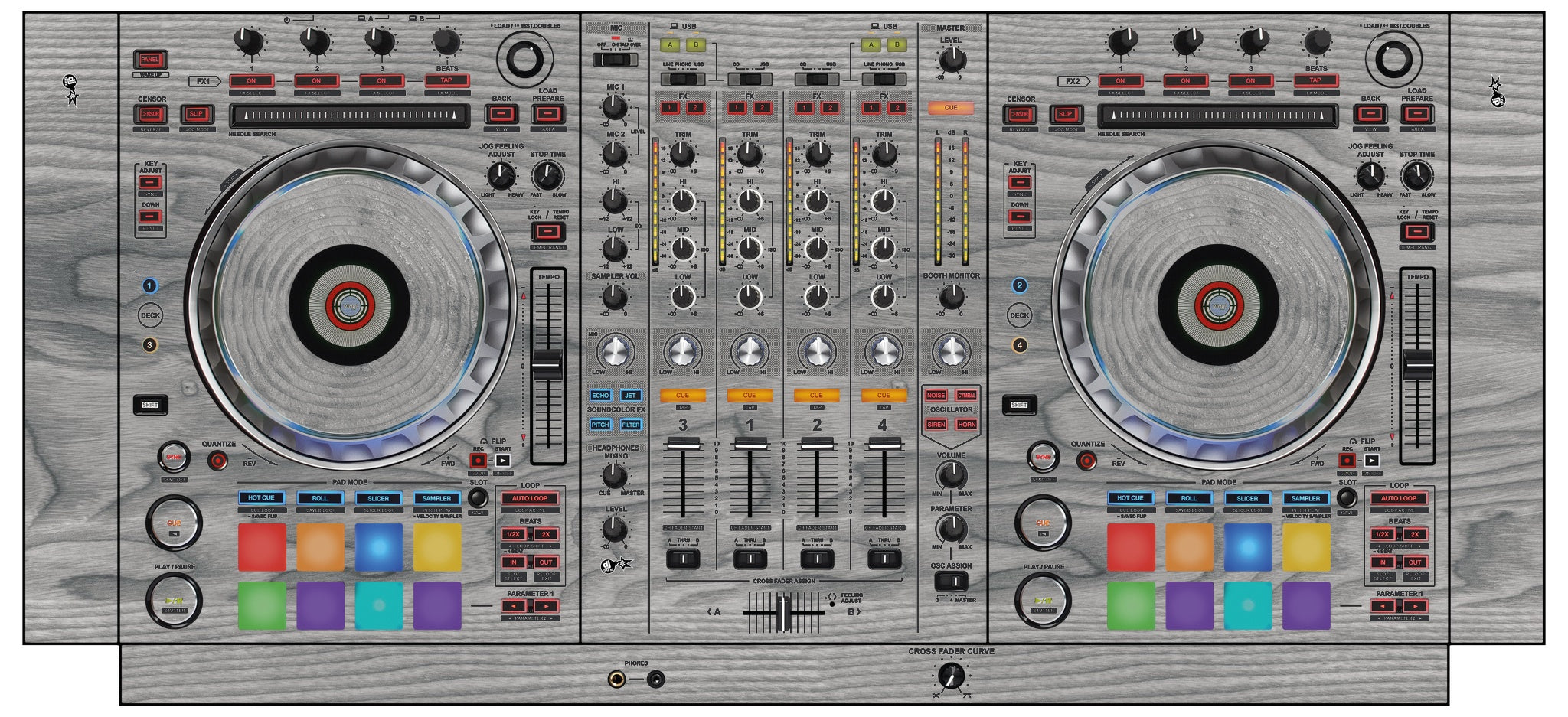 Pioneer DJ DDJ SZ 2 Skin Wood Grey