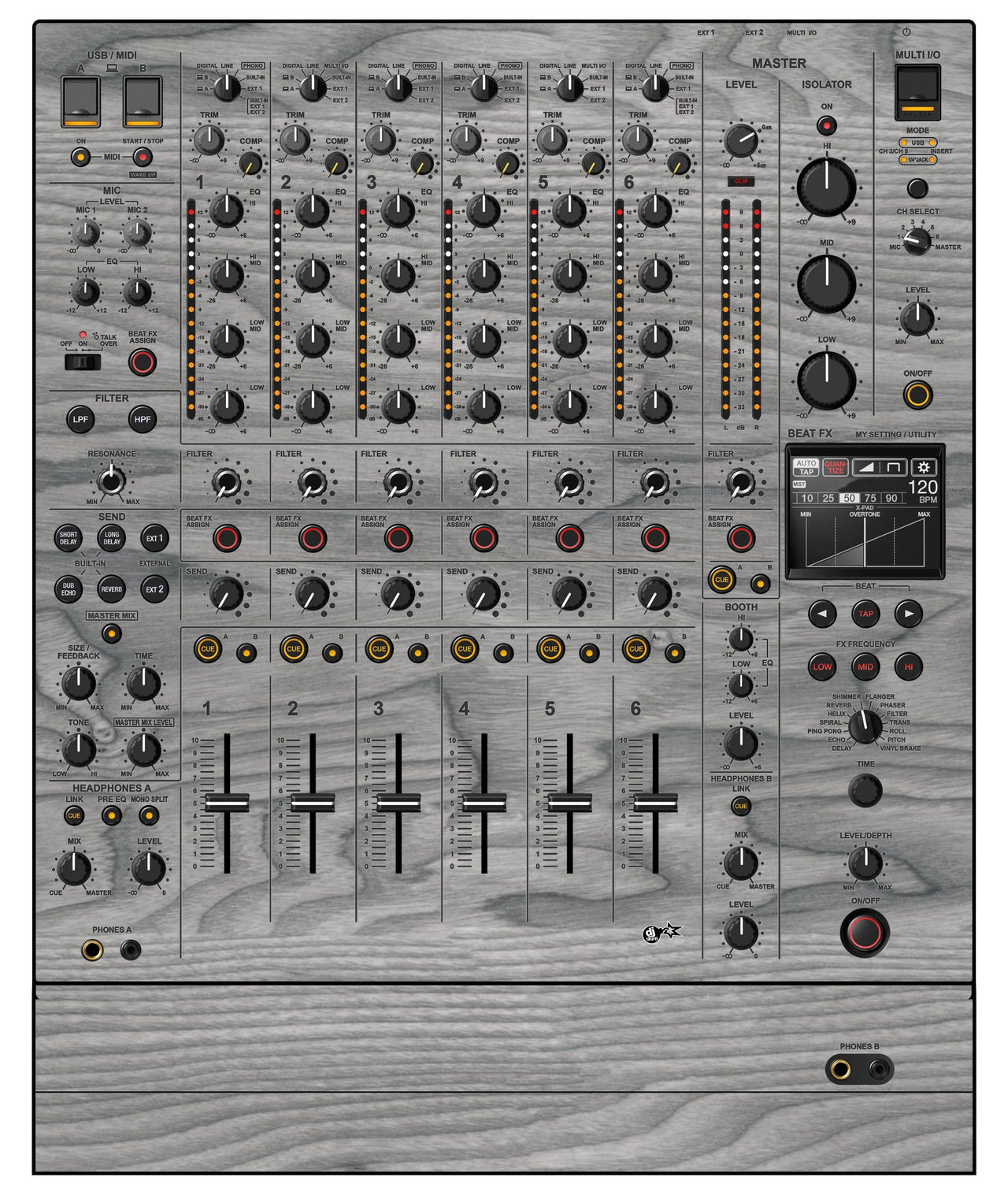 Pioneer DJ DJM V10 LF Skin Wood Grey