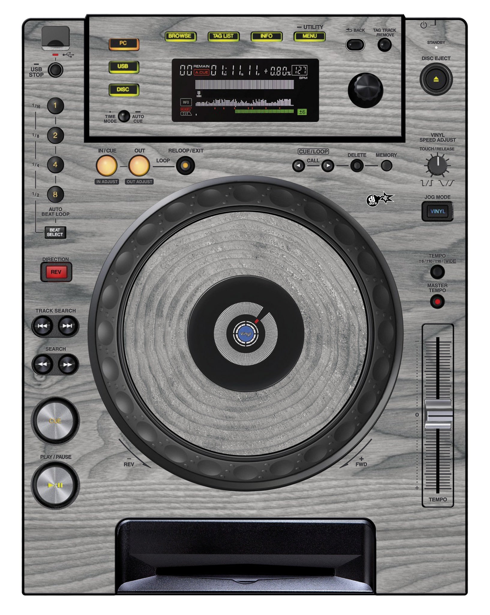 Pioneer DJ CDJ 850 Skin Wood Grey