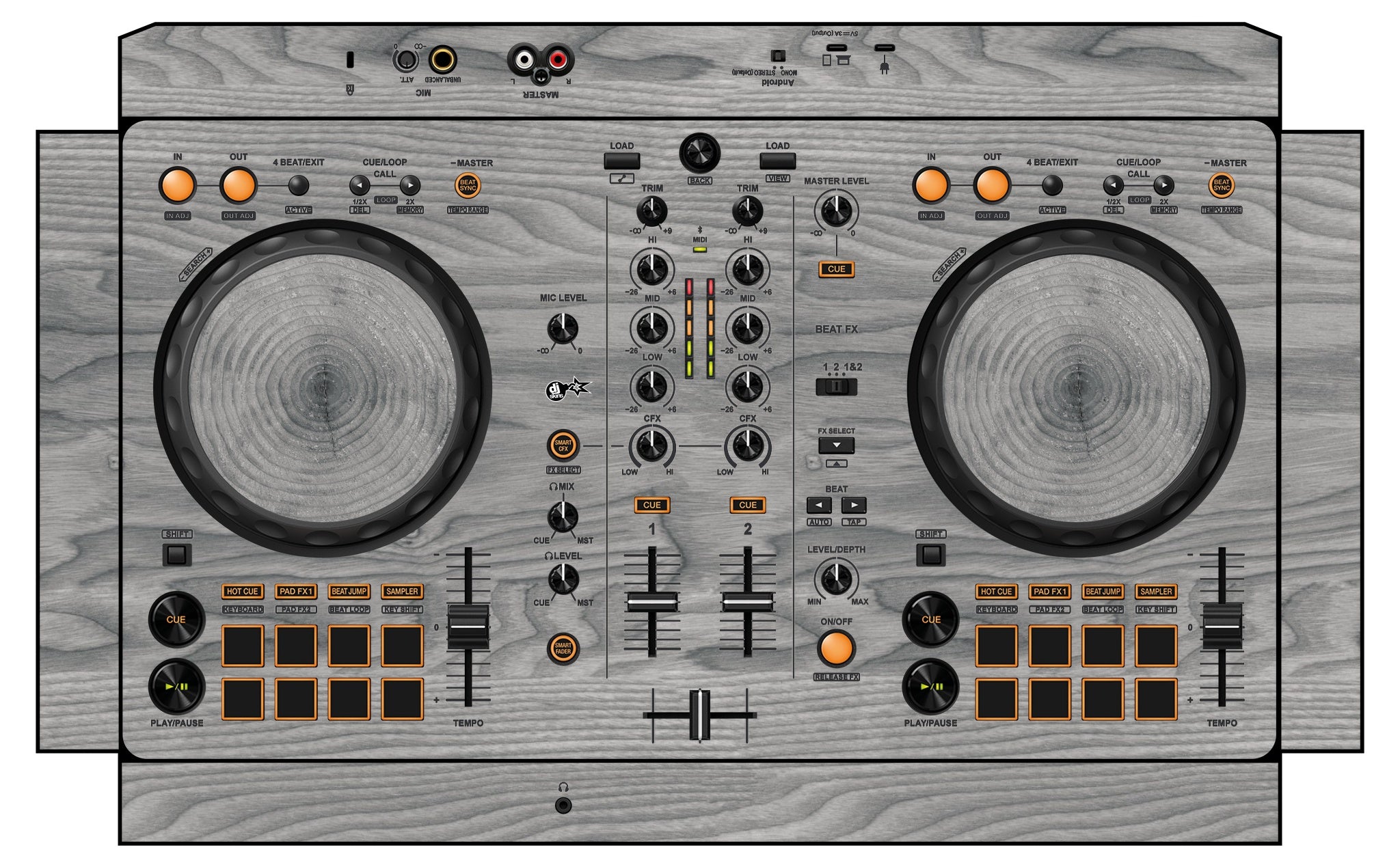 Pioneer DJ DDJ FLX 4 Skin Wood Grey
