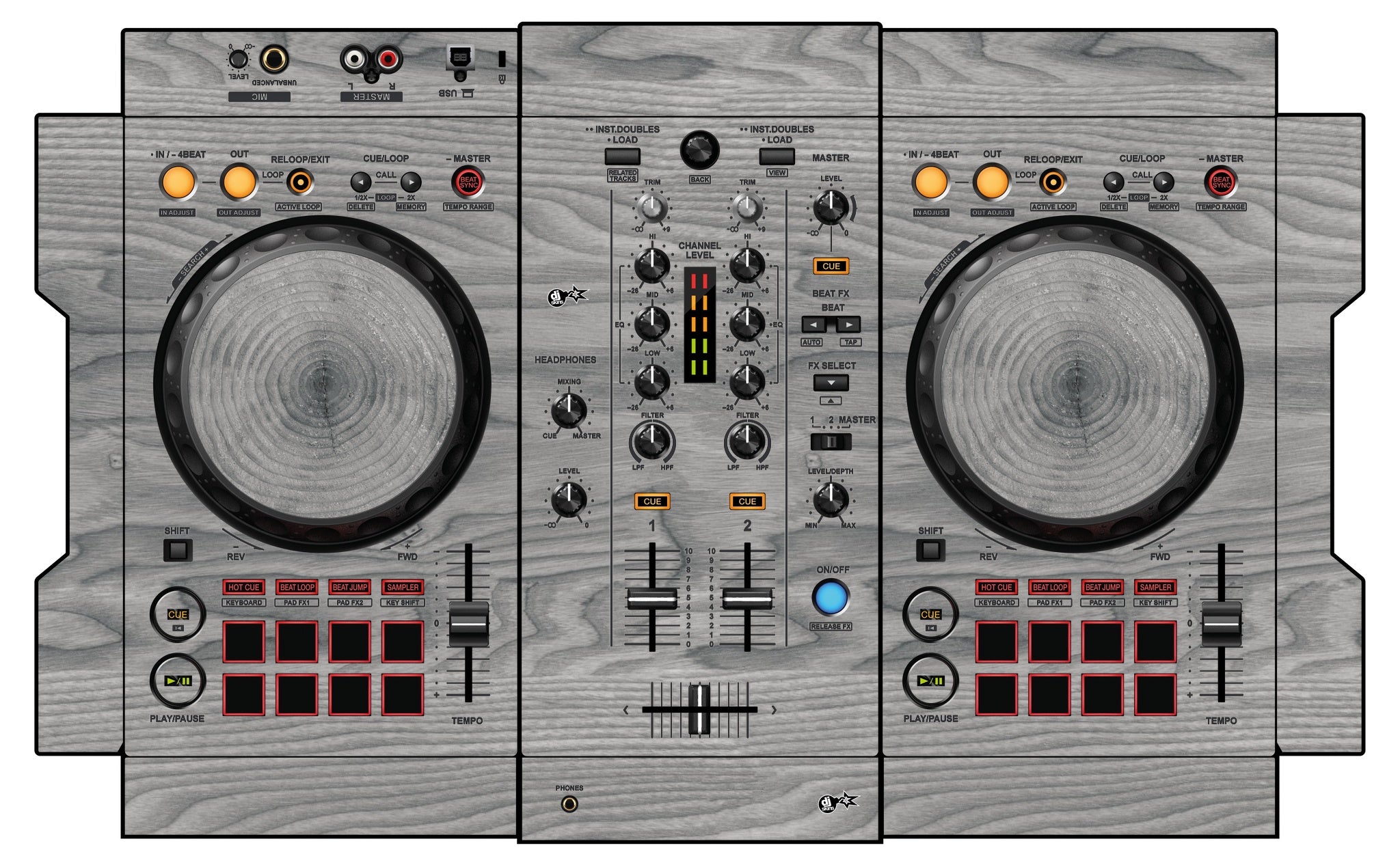 DJ Skins® Pioneer DJ DDJ 400 Skin Wood Grey