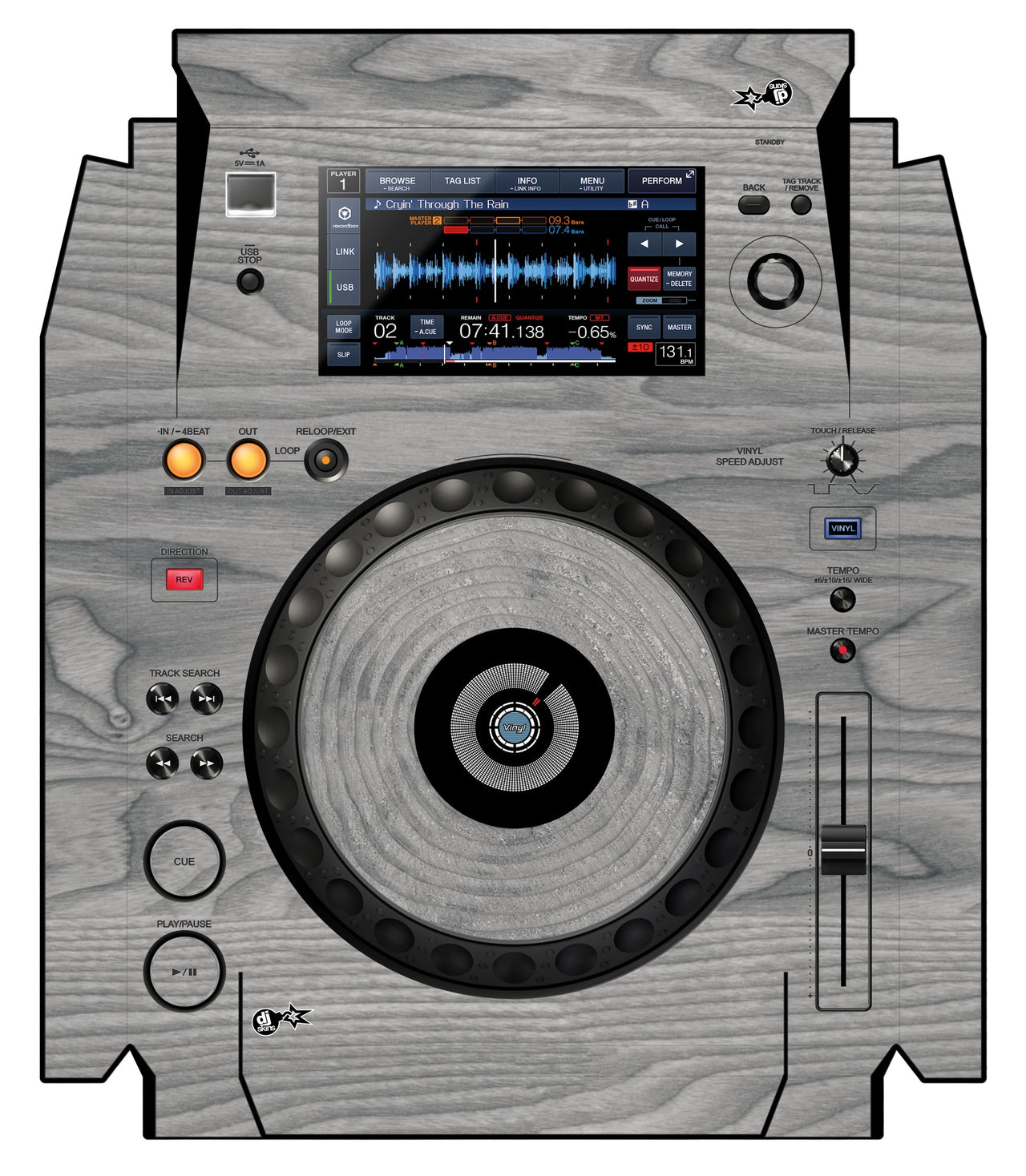 Pioneer DJ XDJ 1000 Skin Wood Grey