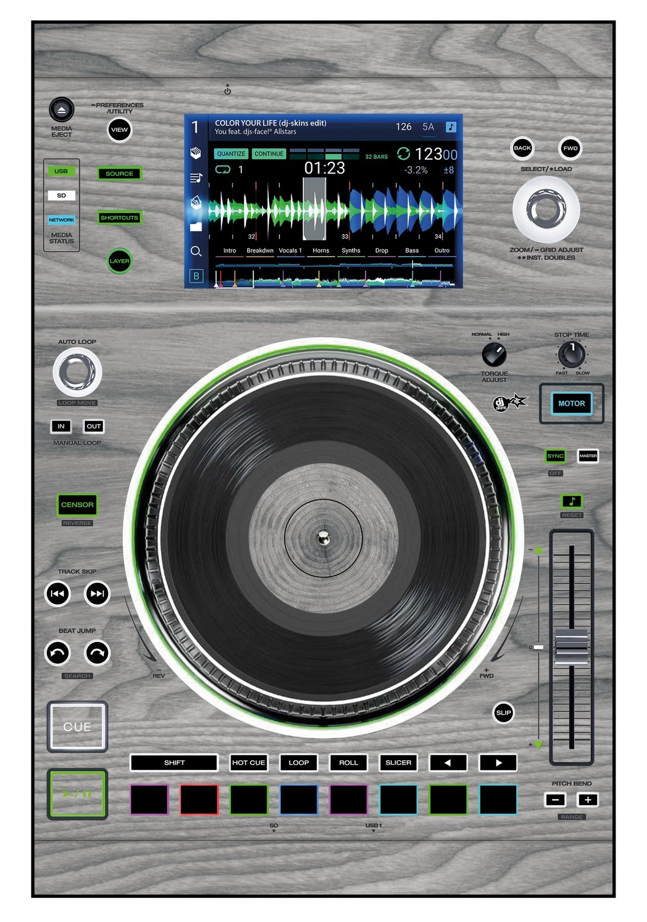 Denon DJ SC 5000 M Skin Wood Grey