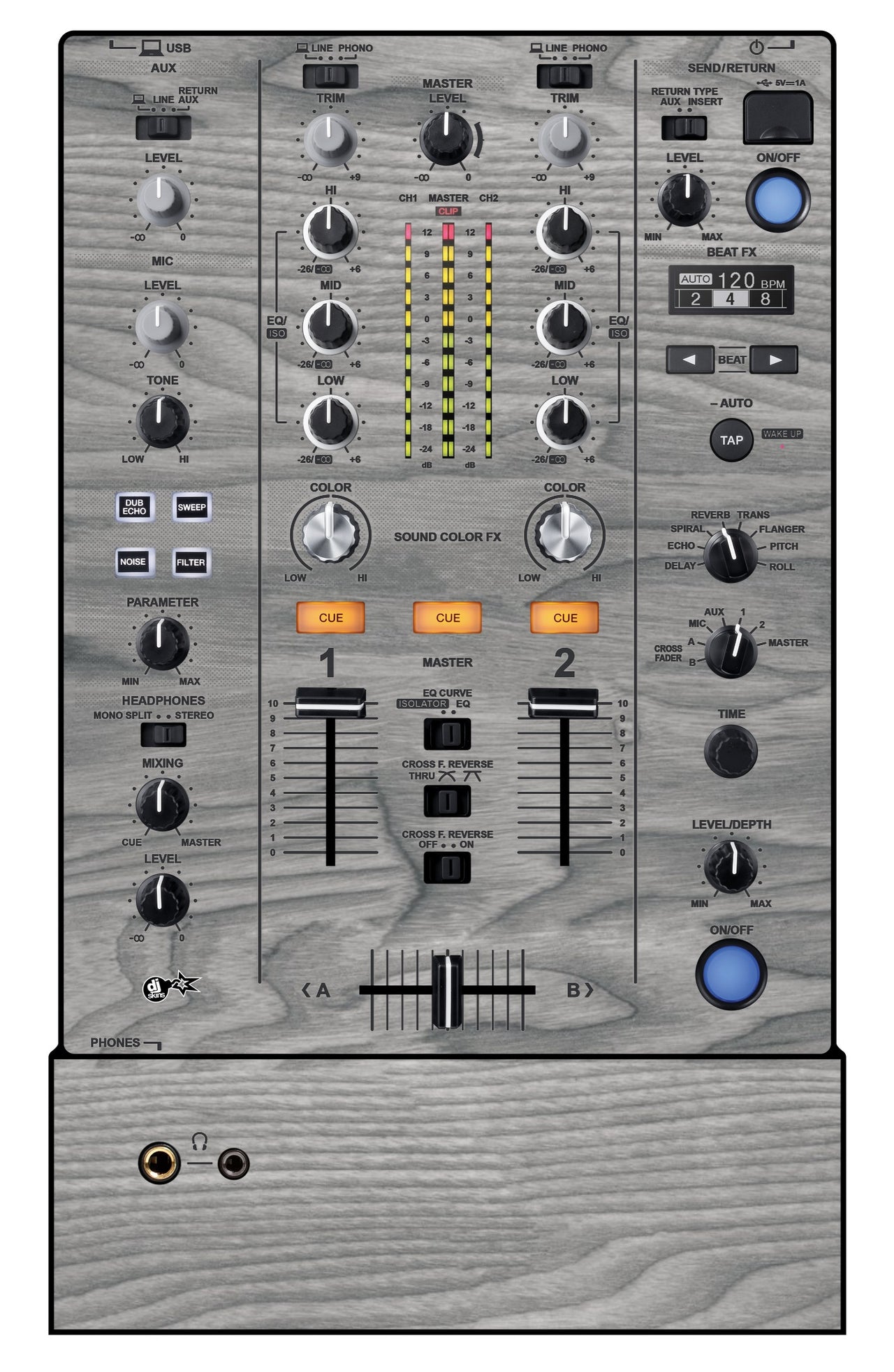 Pioneer DJ DJM 450 Skin Wood Grey