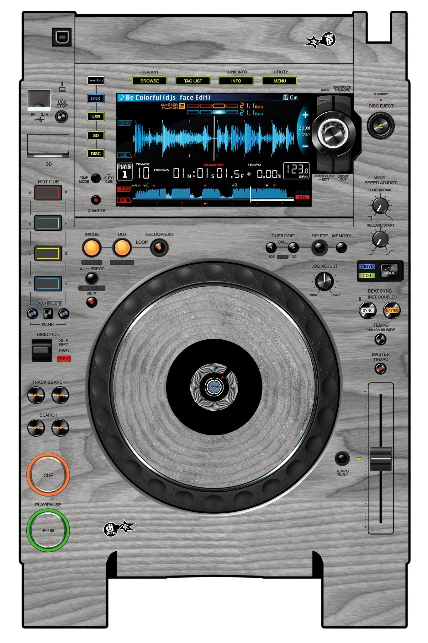 Pioneer DJ CDJ 2000 NEXUS 2 Skin Wood Grey