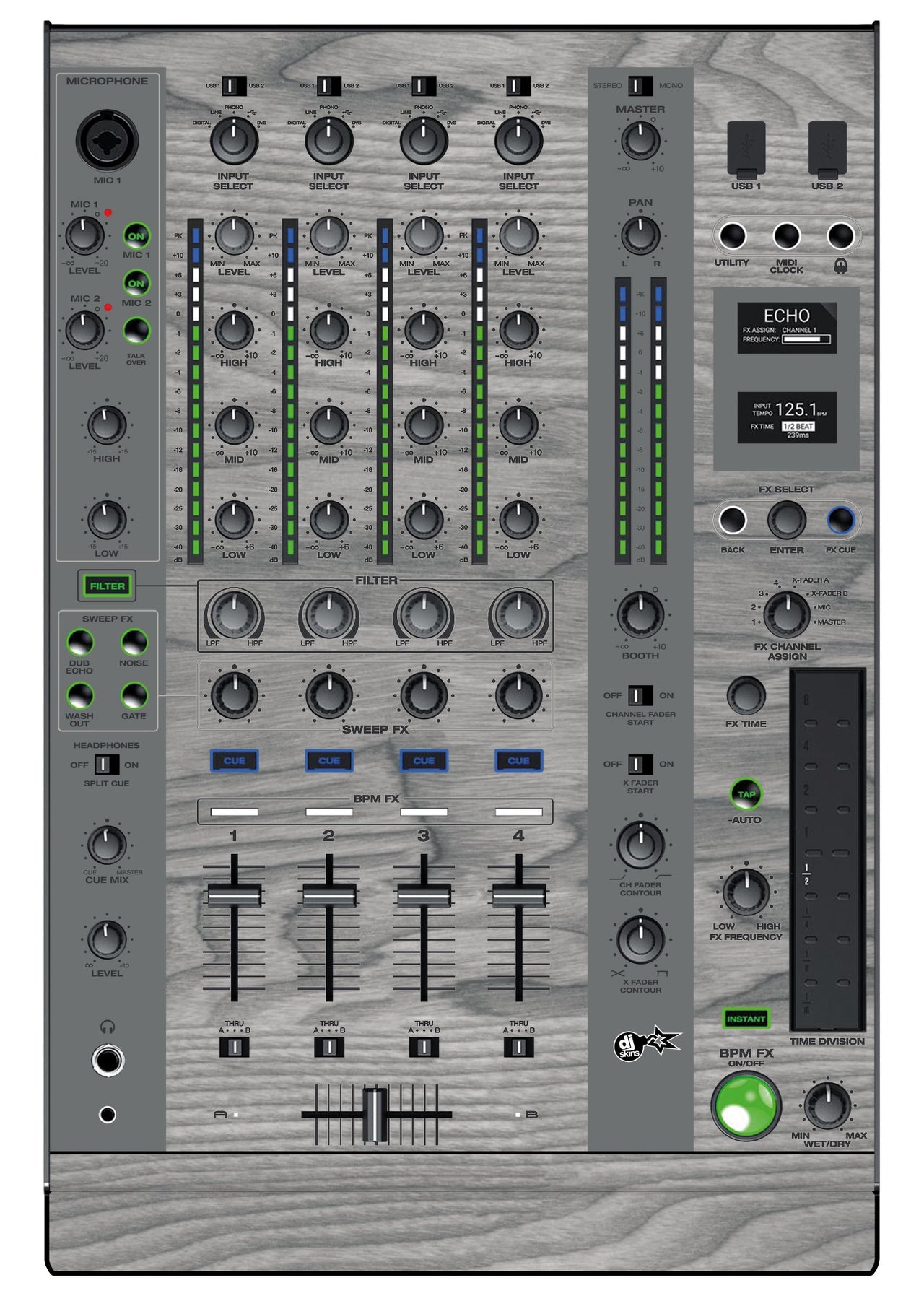 Denon DJ X 1800 Skin Wood Grey