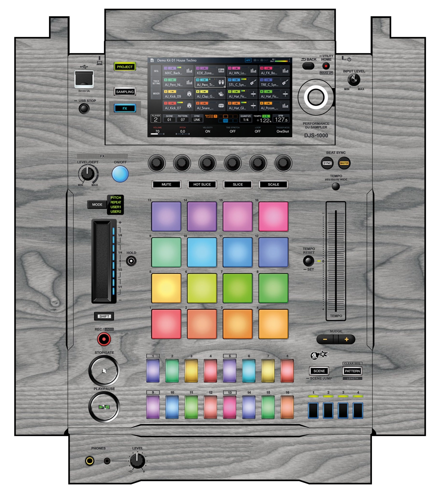 Pioneer DJ DJS 1000 Skin Wood Grey