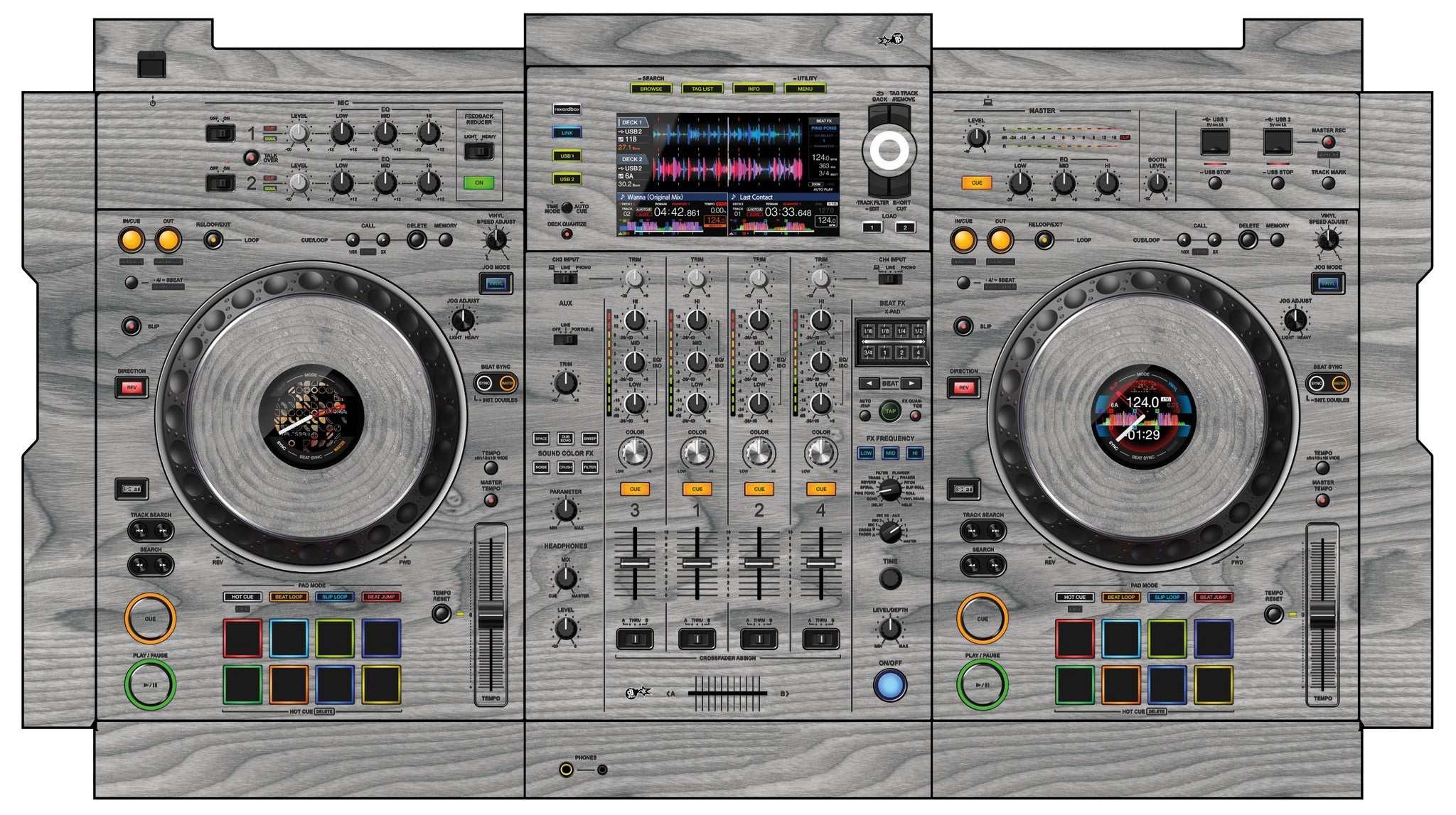 Pioneer DJ XDJ XZ Skin Wood Grey